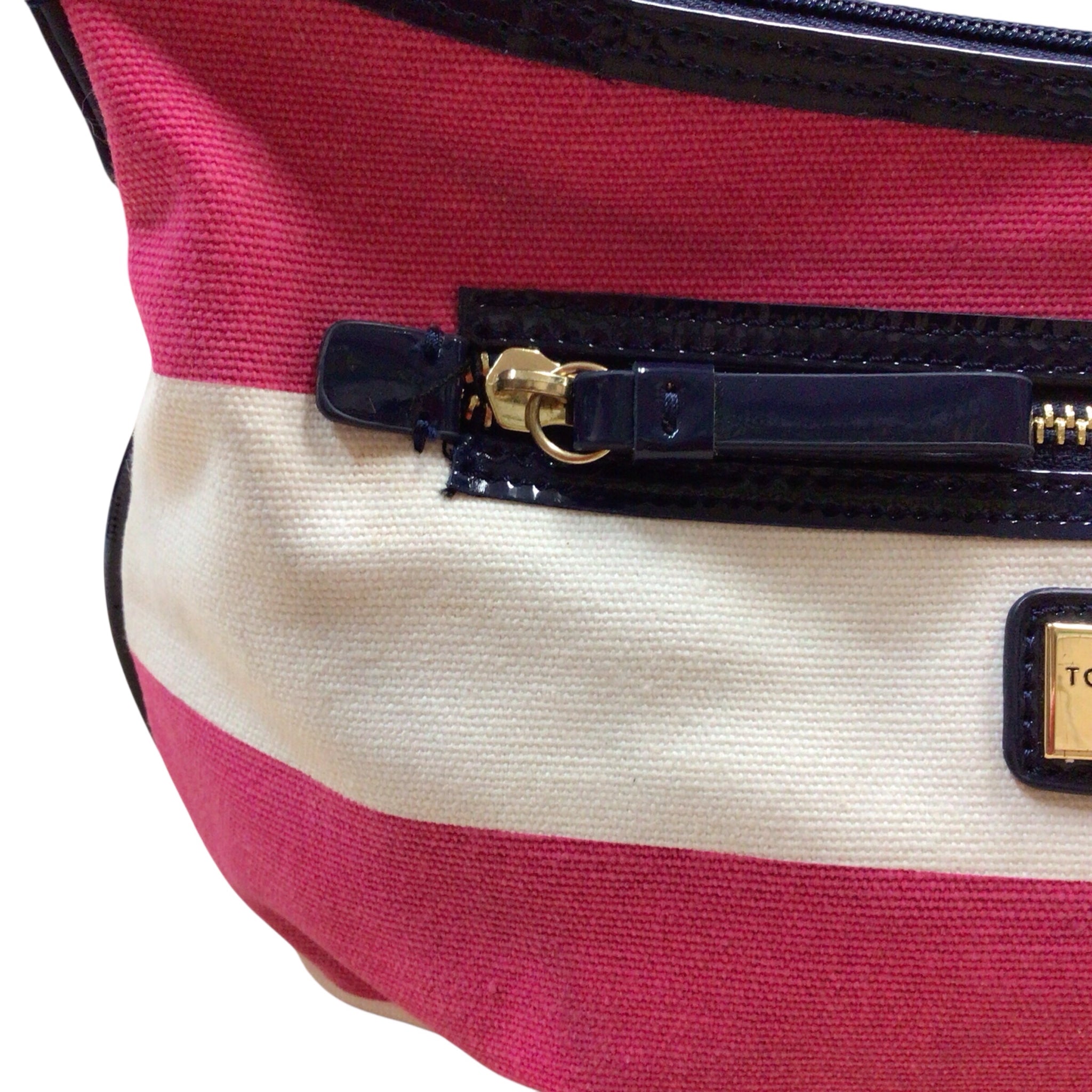Tommy Hilfiger Pink & White Canvas Satchel