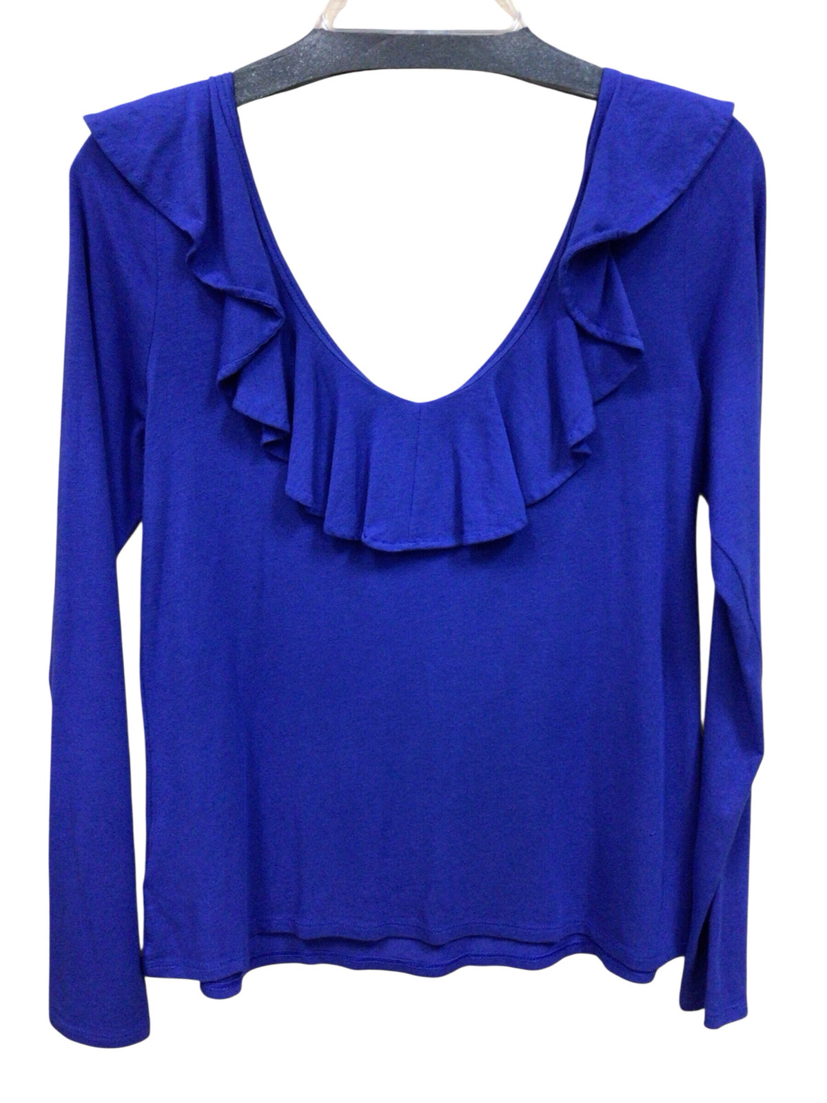 Lilly Pulitzer "Alessa" Dark Blue Long Sleeve Ruffle Knit Top Size Medium