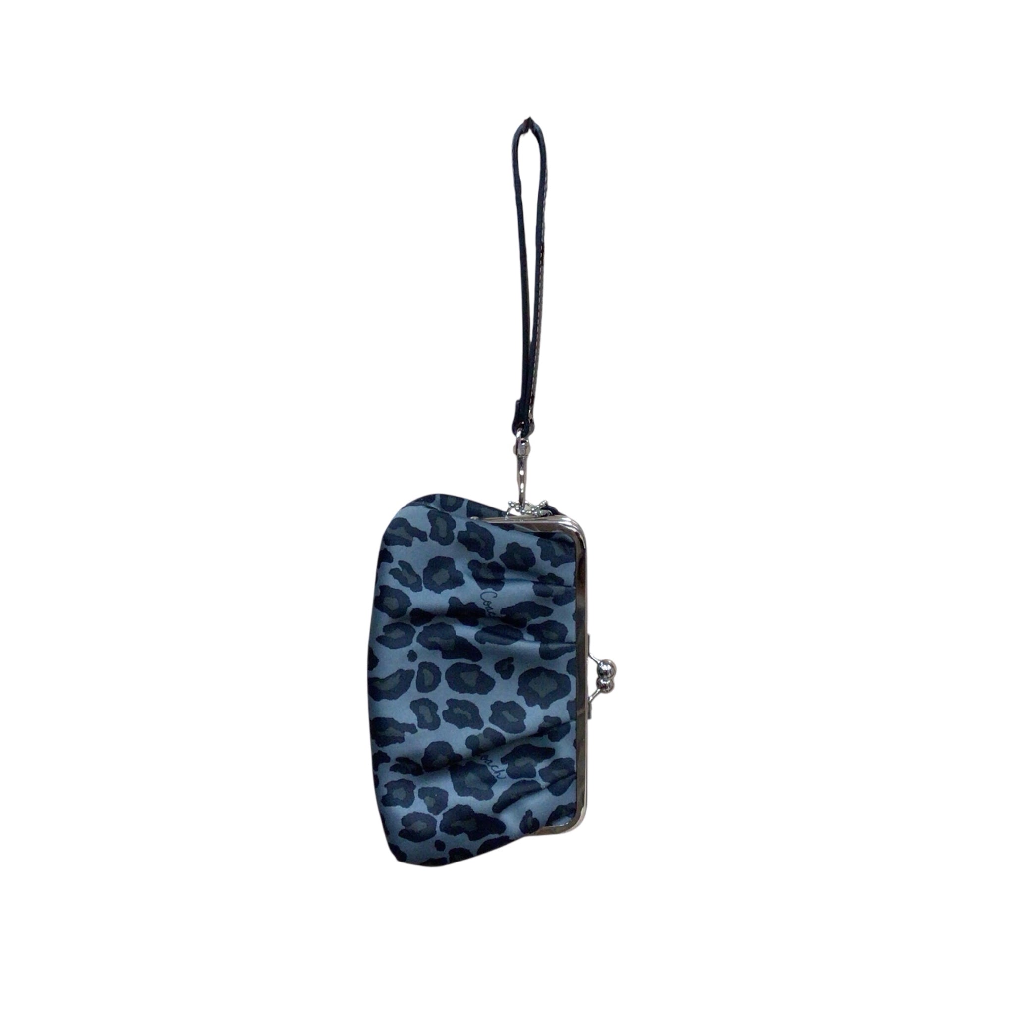 Coach Gray Ocelot Gray Satin Kisslock Wristlet