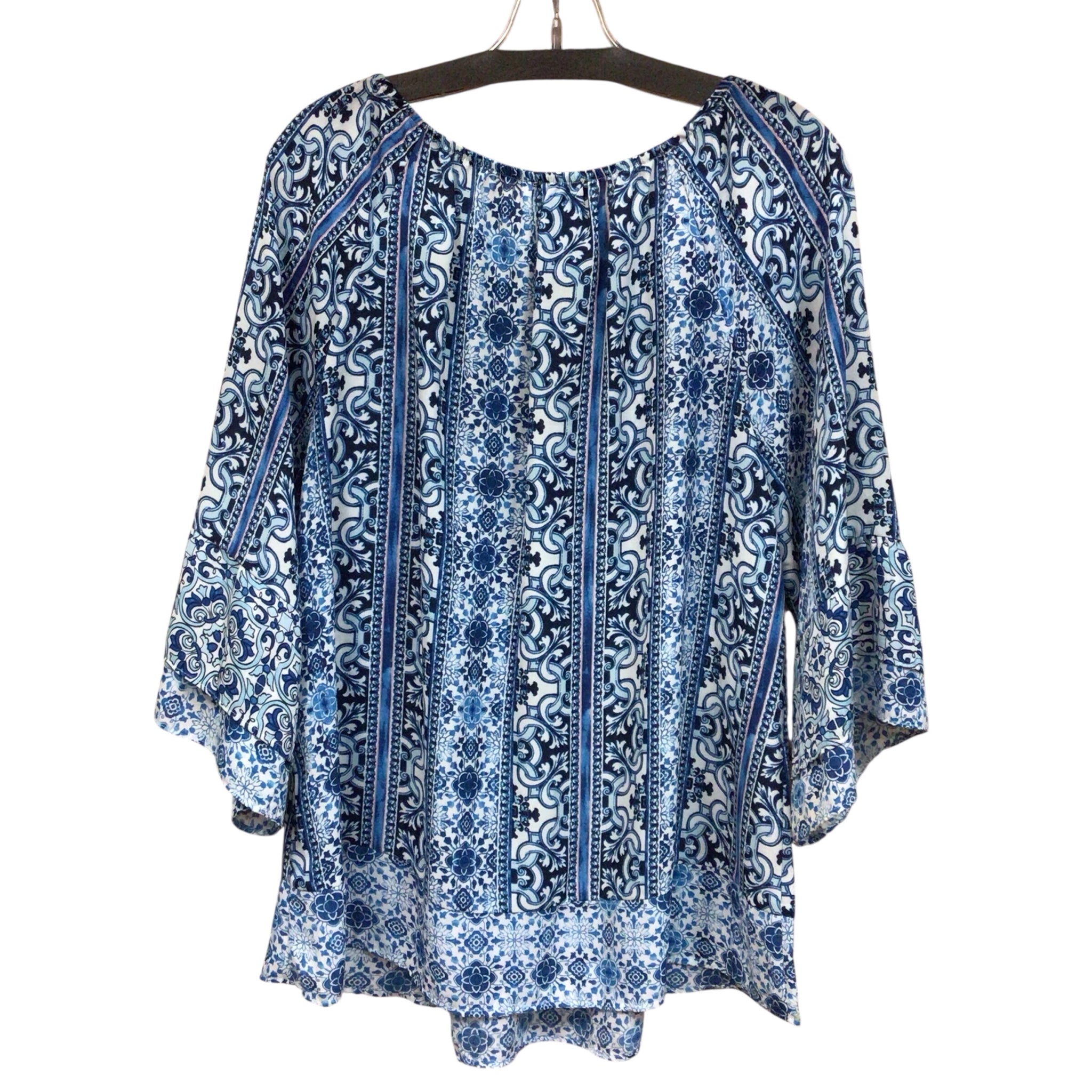 New Directions Blue 3/4 Sleeve Top Size Large
