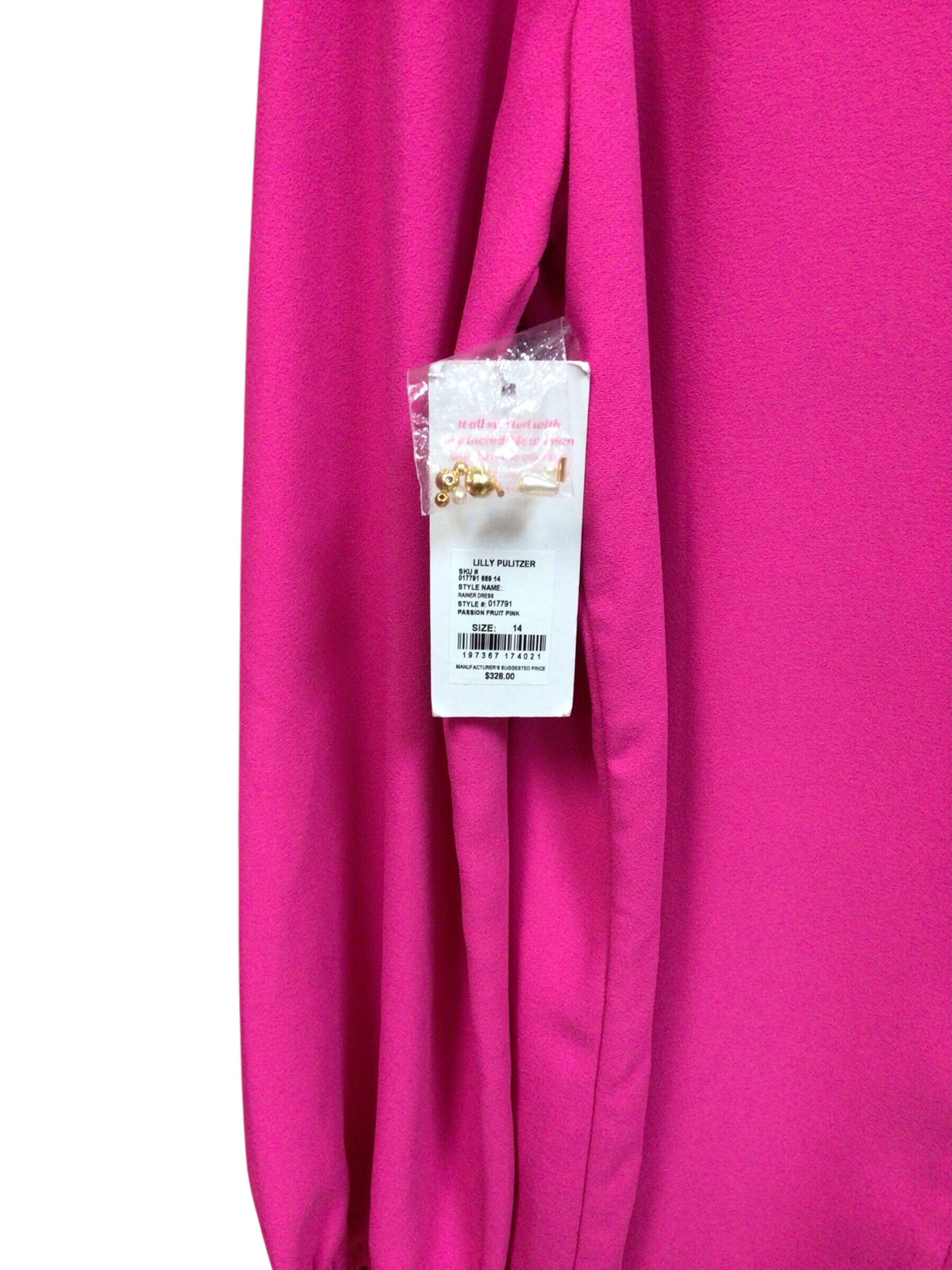 Lilly Pulitzer "Rainer" Passion Fruit Pink Long Sleeve Size 14 Dress NWT