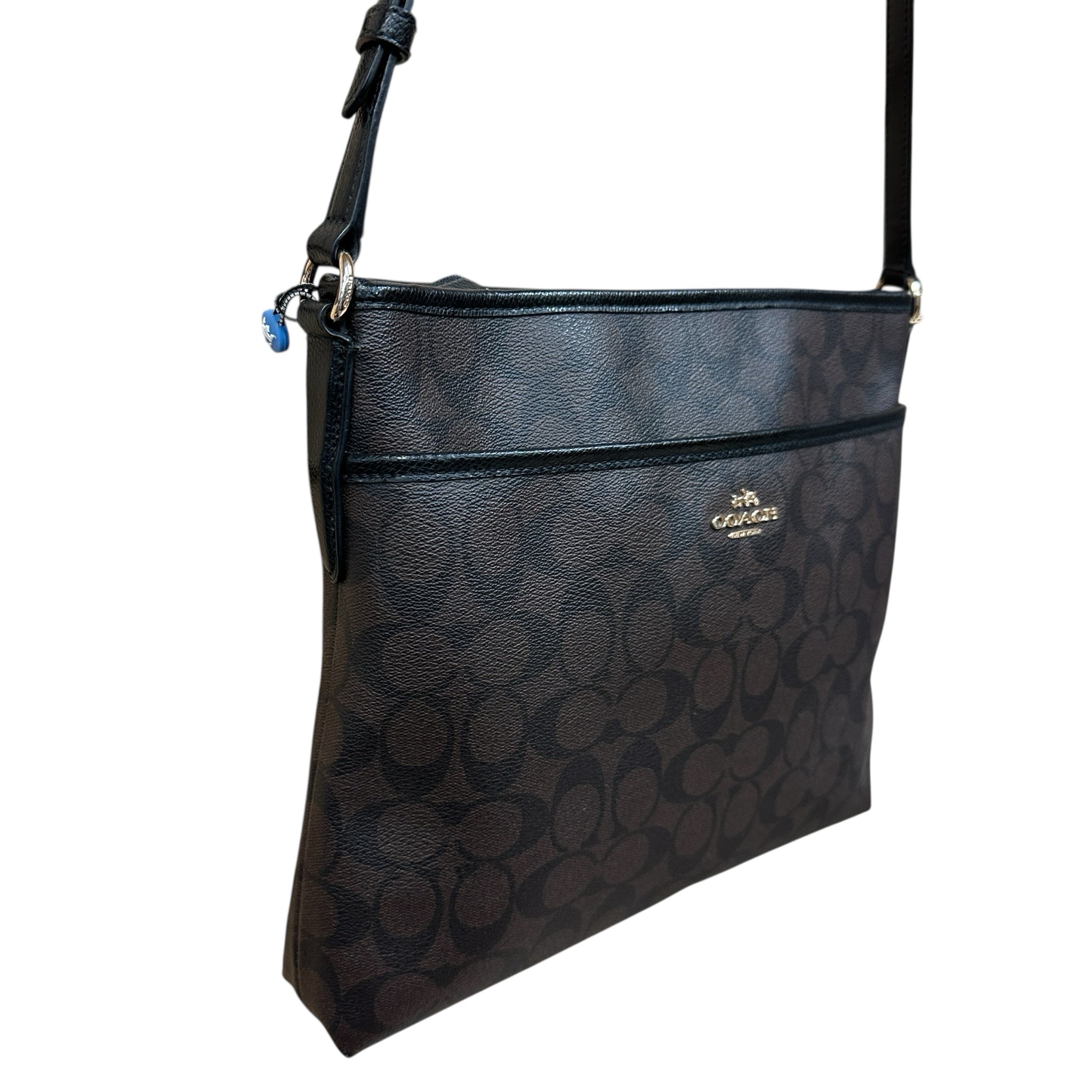 Coach Dark Brown Signature Leather Crossbody Bag