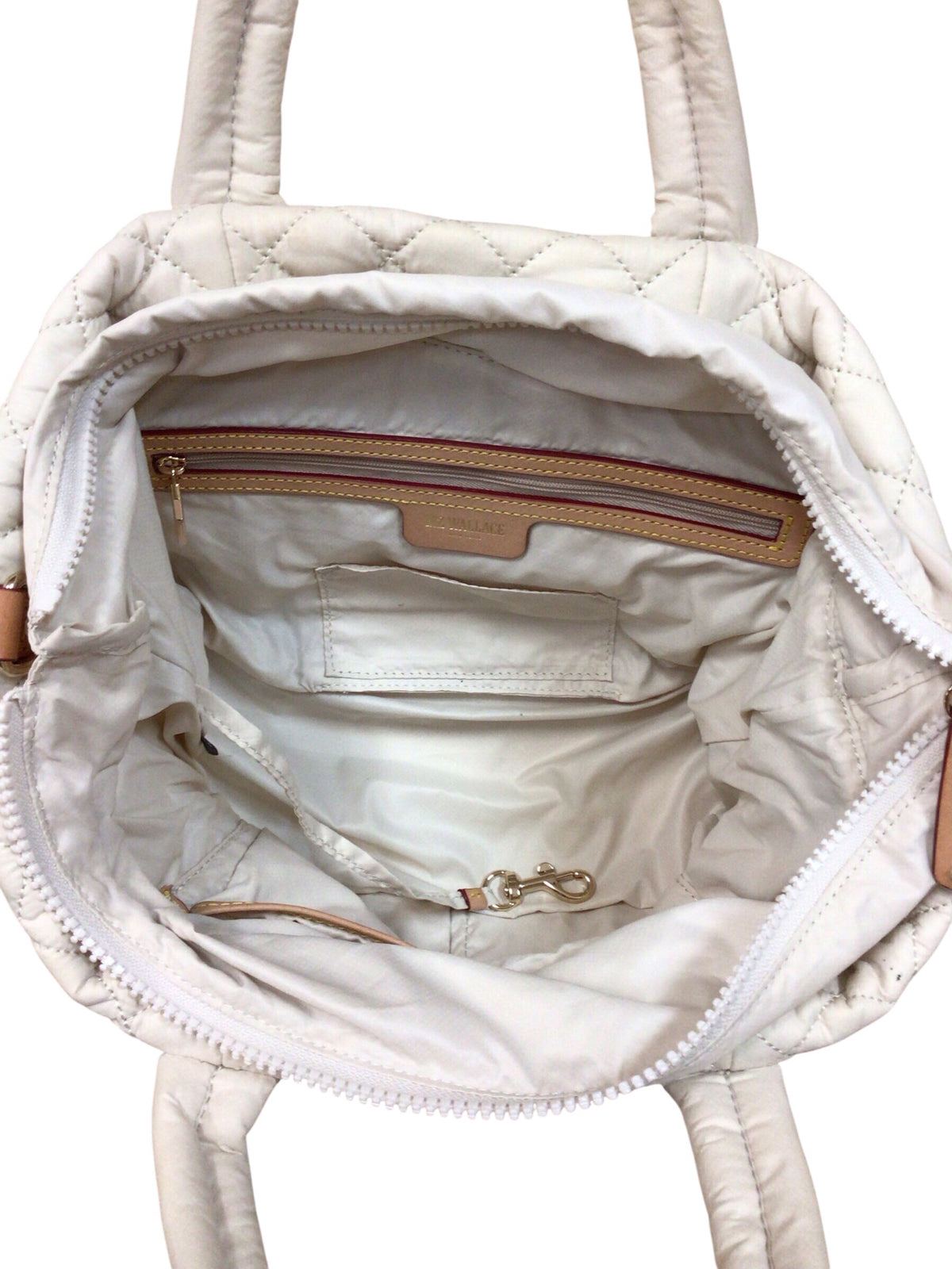 MZ Wallace Cream Quilted Nylon Crossbody Satchel Bags