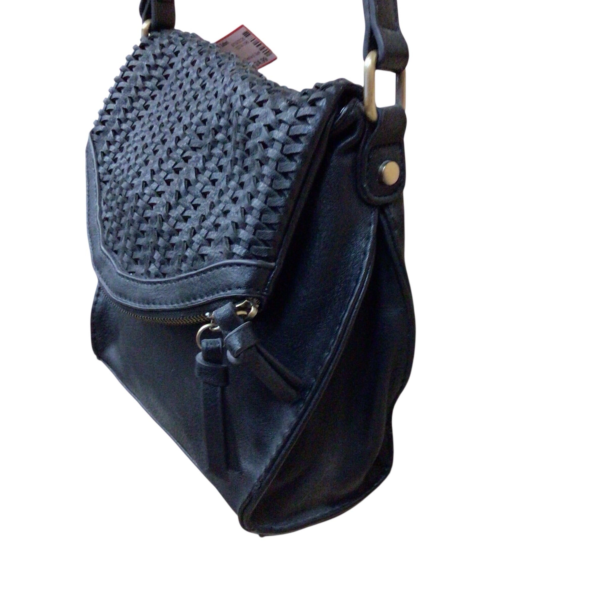 Sasha & Sofi Faux Leather Black Woven Crossbody