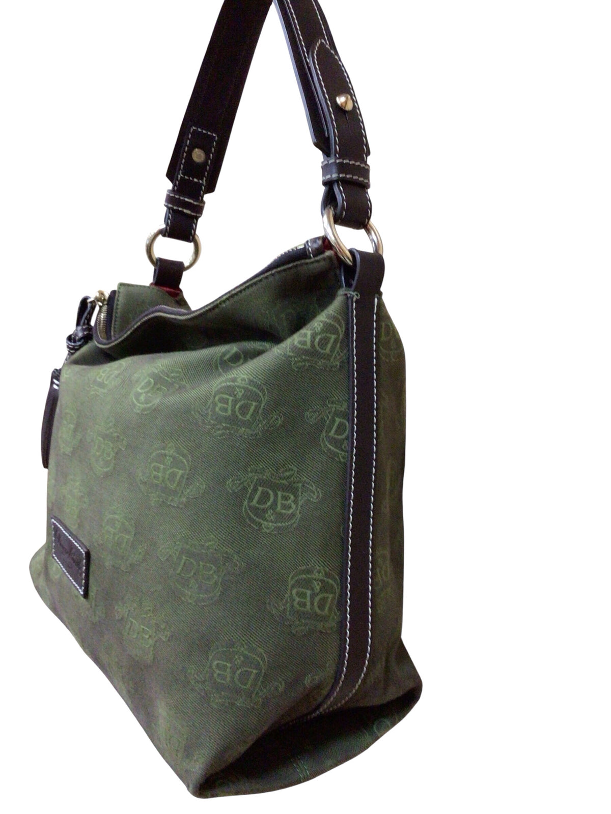 Dooney & Bourke Signature Green Canvas Hobo Satchel Bag