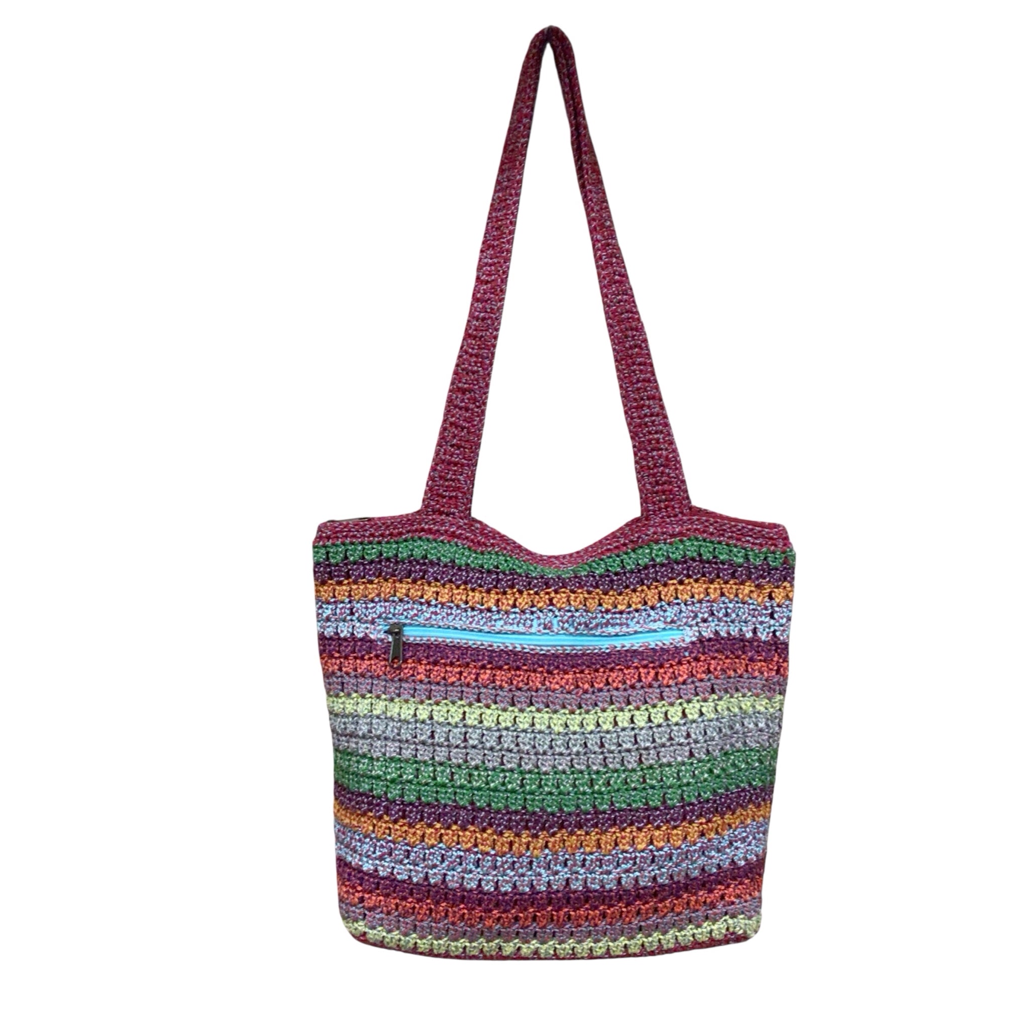 The Sak Multi-Color Striped Boho Crochet Shoulder Bag