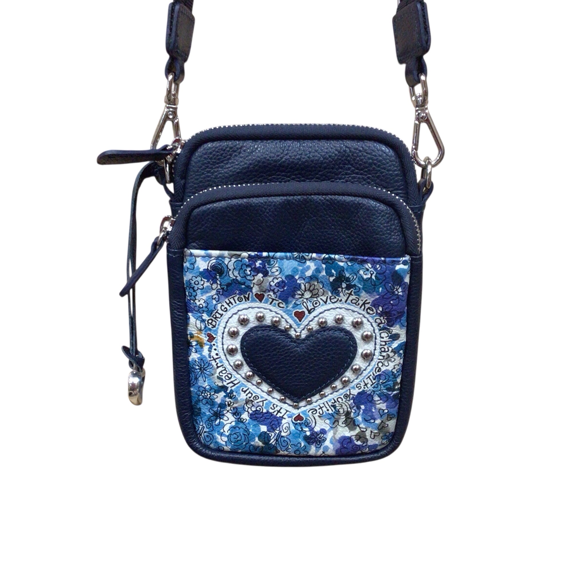 Brighton "Love" Navy Leather Studded Crossbody Bag