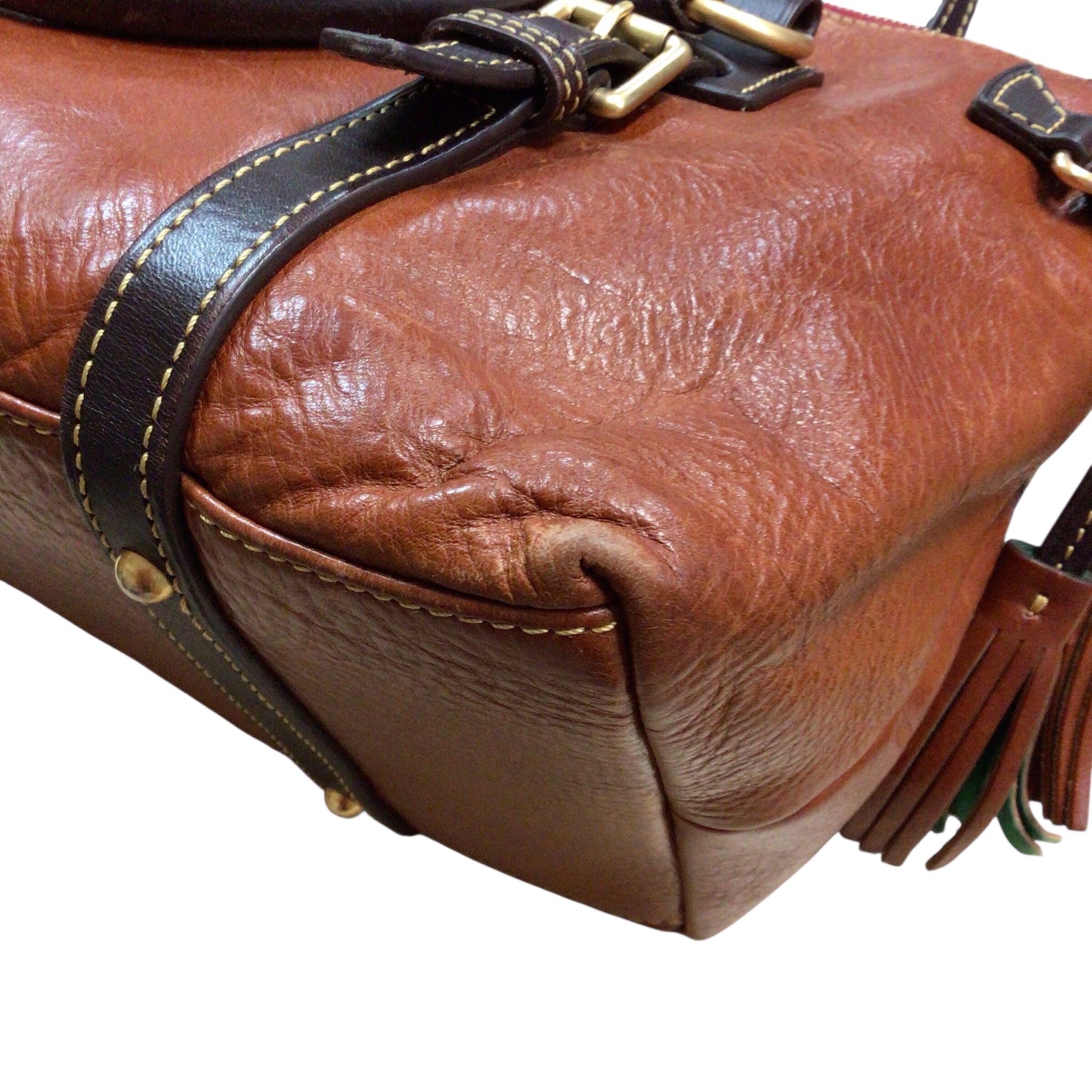 Dooney & Bourke Brown Florentine Leather Satchel Shoulder Bag