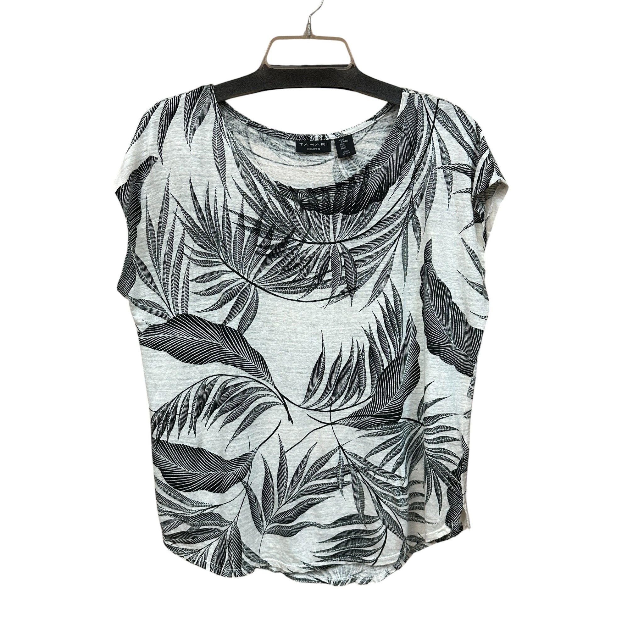 Tahari Size XL Short Sleeve Linen Top