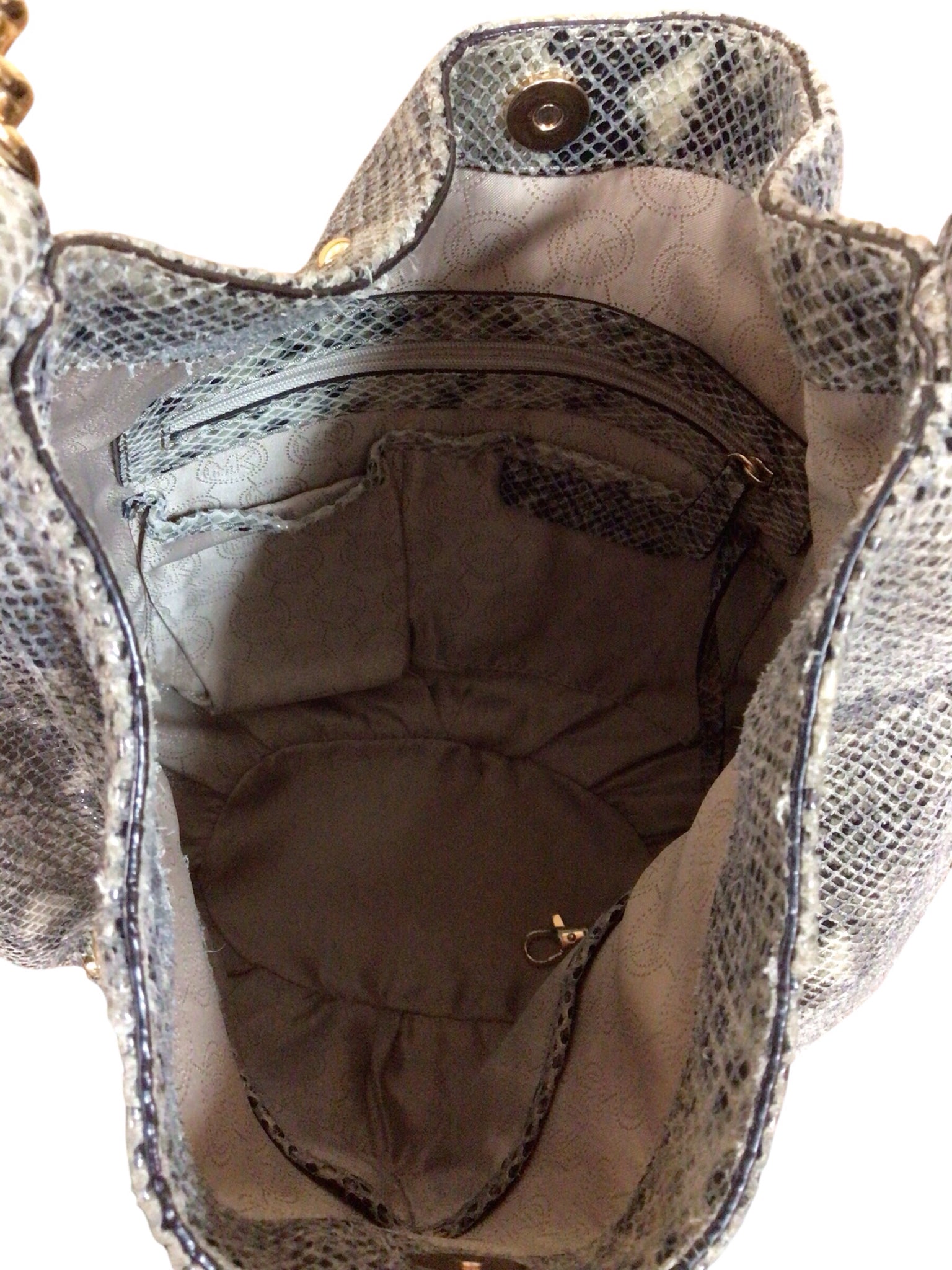 Michael Kors Snake Print Gray Shoulder Bag