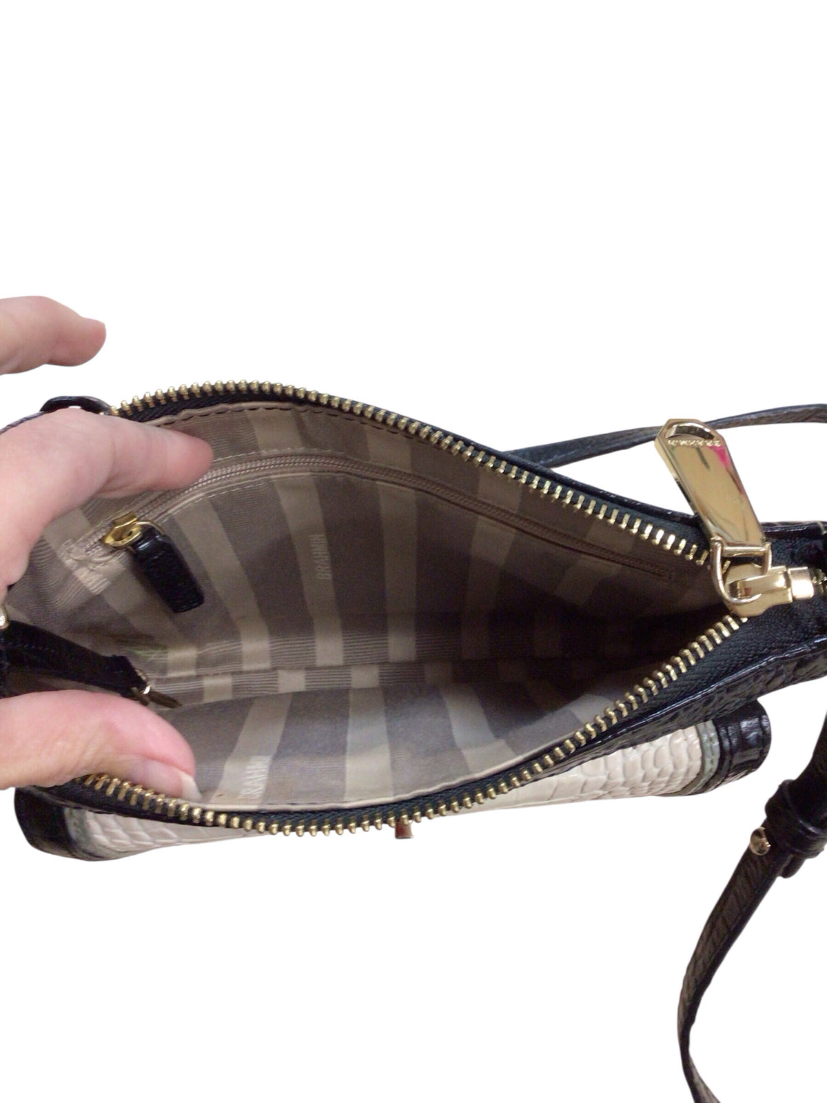 Brahmin Mimosa Convertible Black & Ivory Croc-Embossed Crossbody
