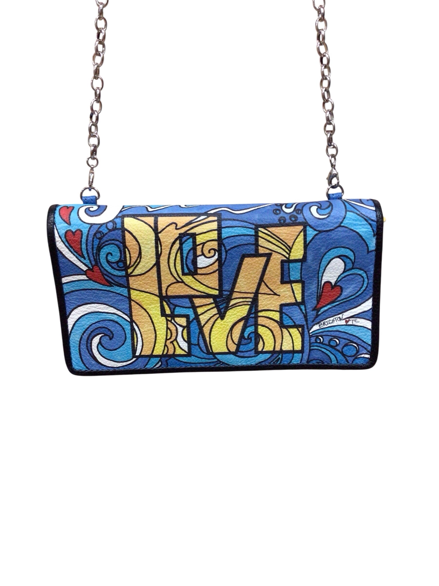 Brighton "Love Groove" Blue & Yellow Slim Wallet Crossbody Bag