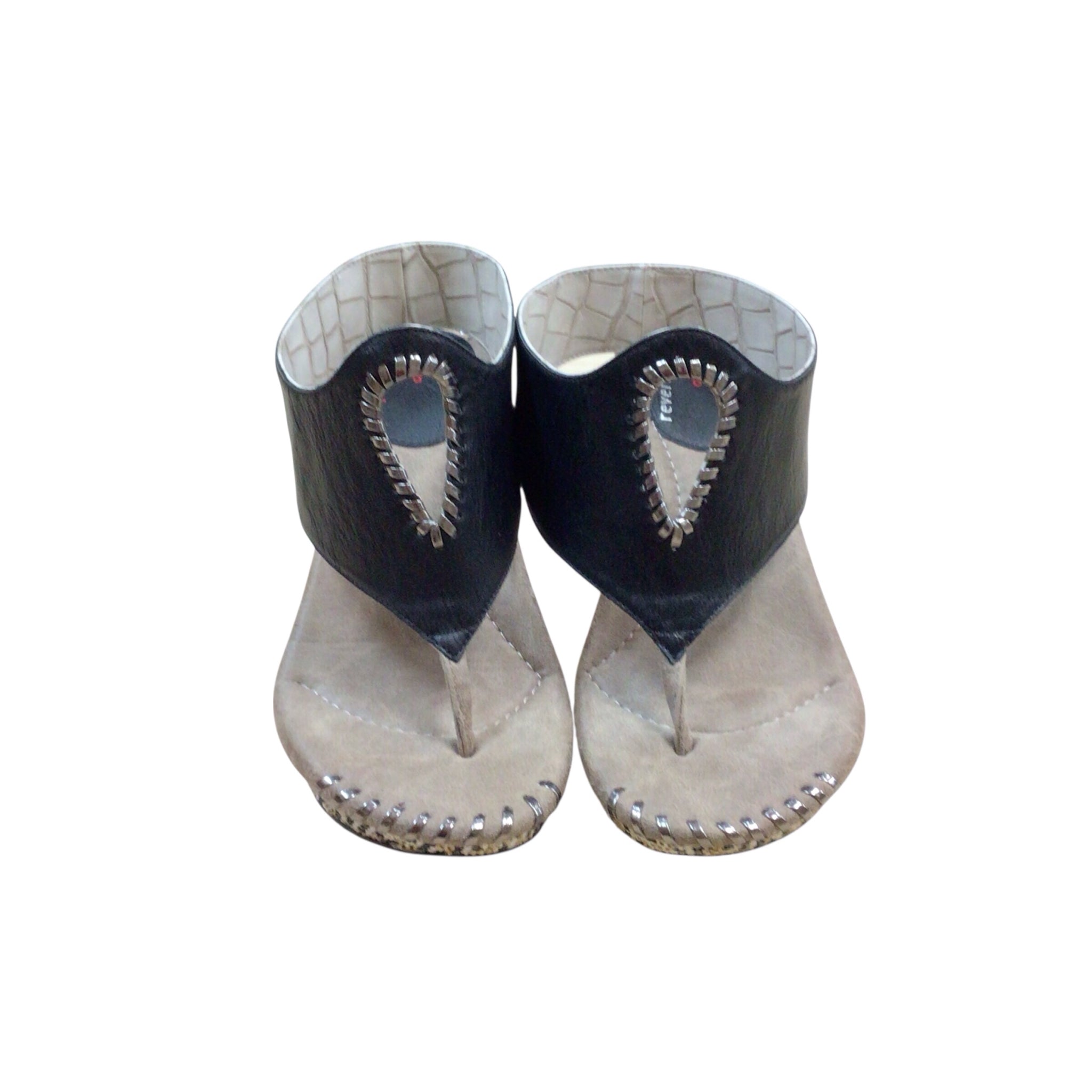 Modzori Reversibles Lucia 5 - Stone flips to Black Wedge Sandals Size 8