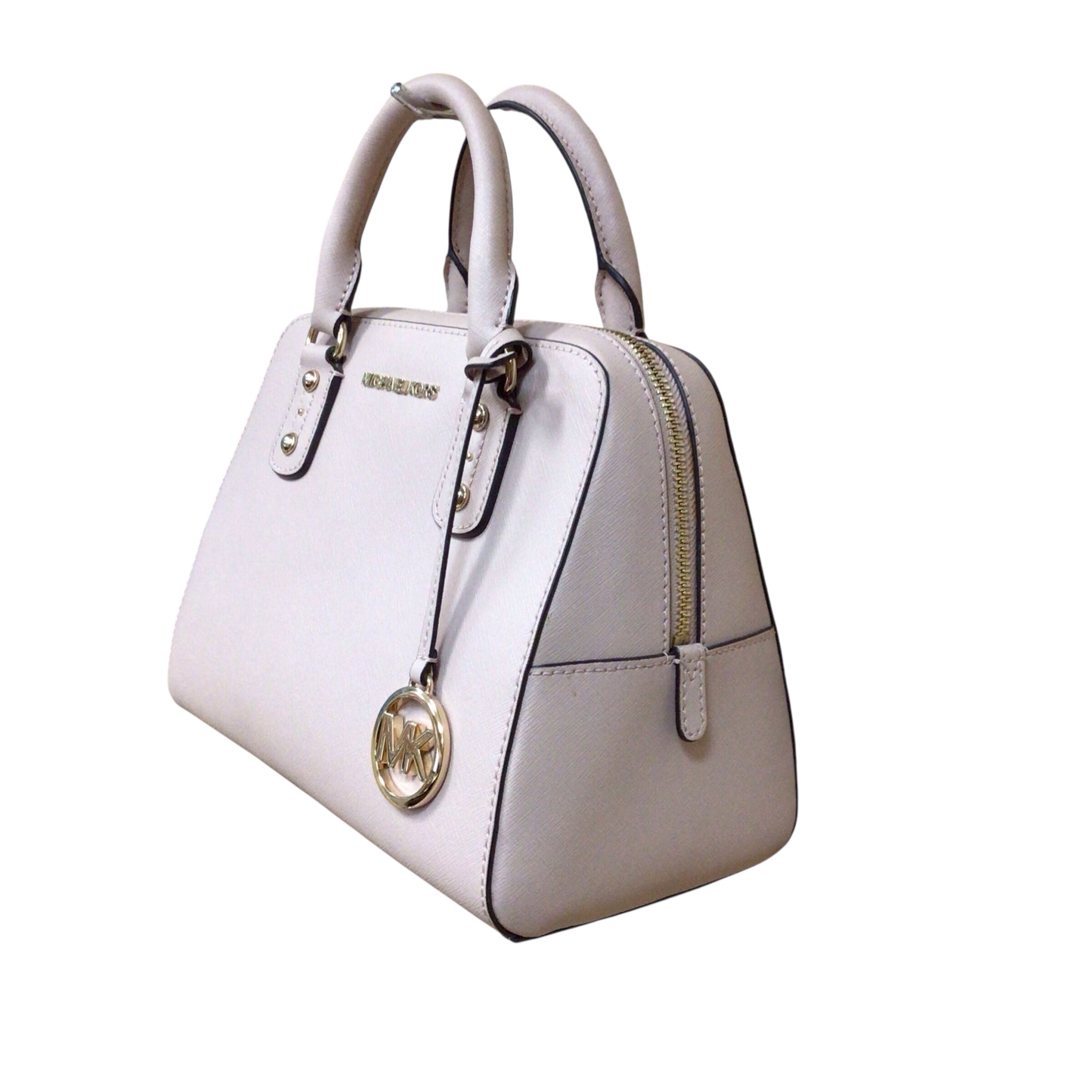 Michael Kors "Sandrine" Pink Saffiano Leather Satchel Crossbody Bag