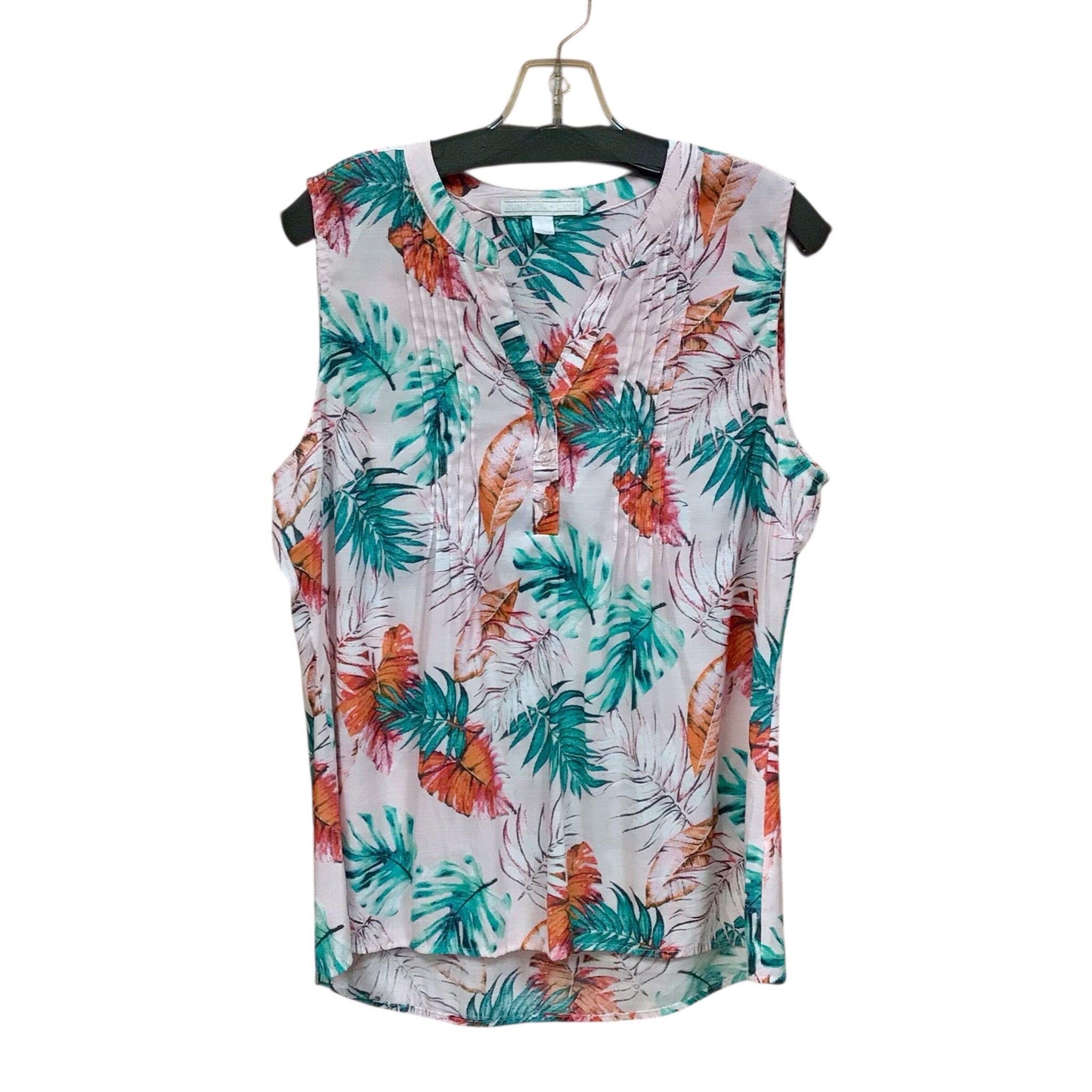 Juniper + Lime Pink & Green Sleeveless Palm Top Size Large
