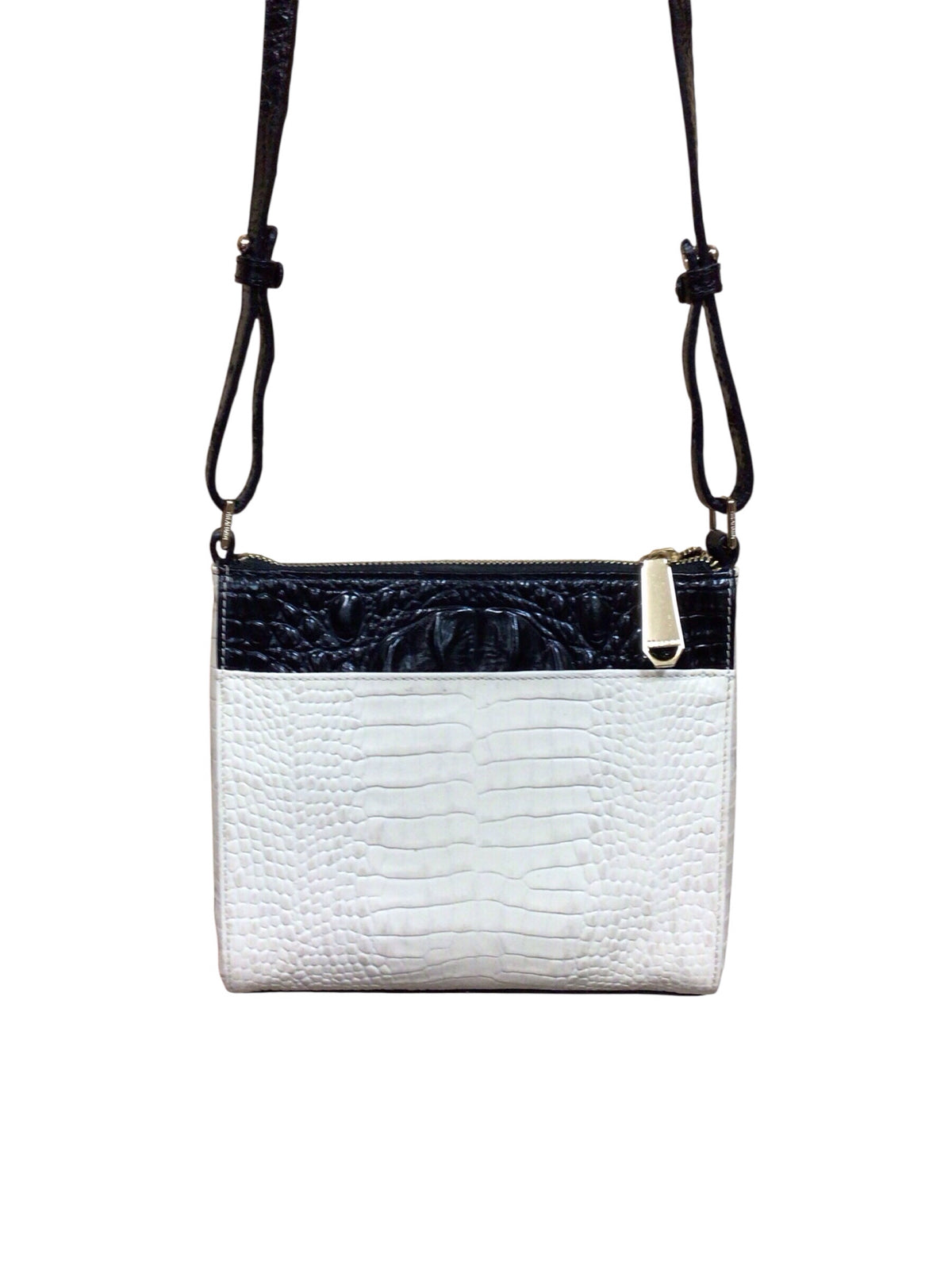 Brahmin Mimosa Convertible Black & Ivory Croc-Embossed Crossbody
