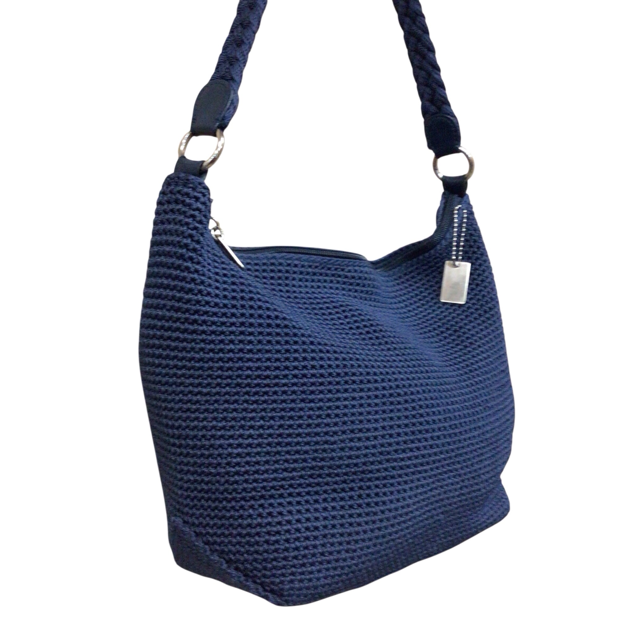 Lina Navy Crocheted Shoulder Bag