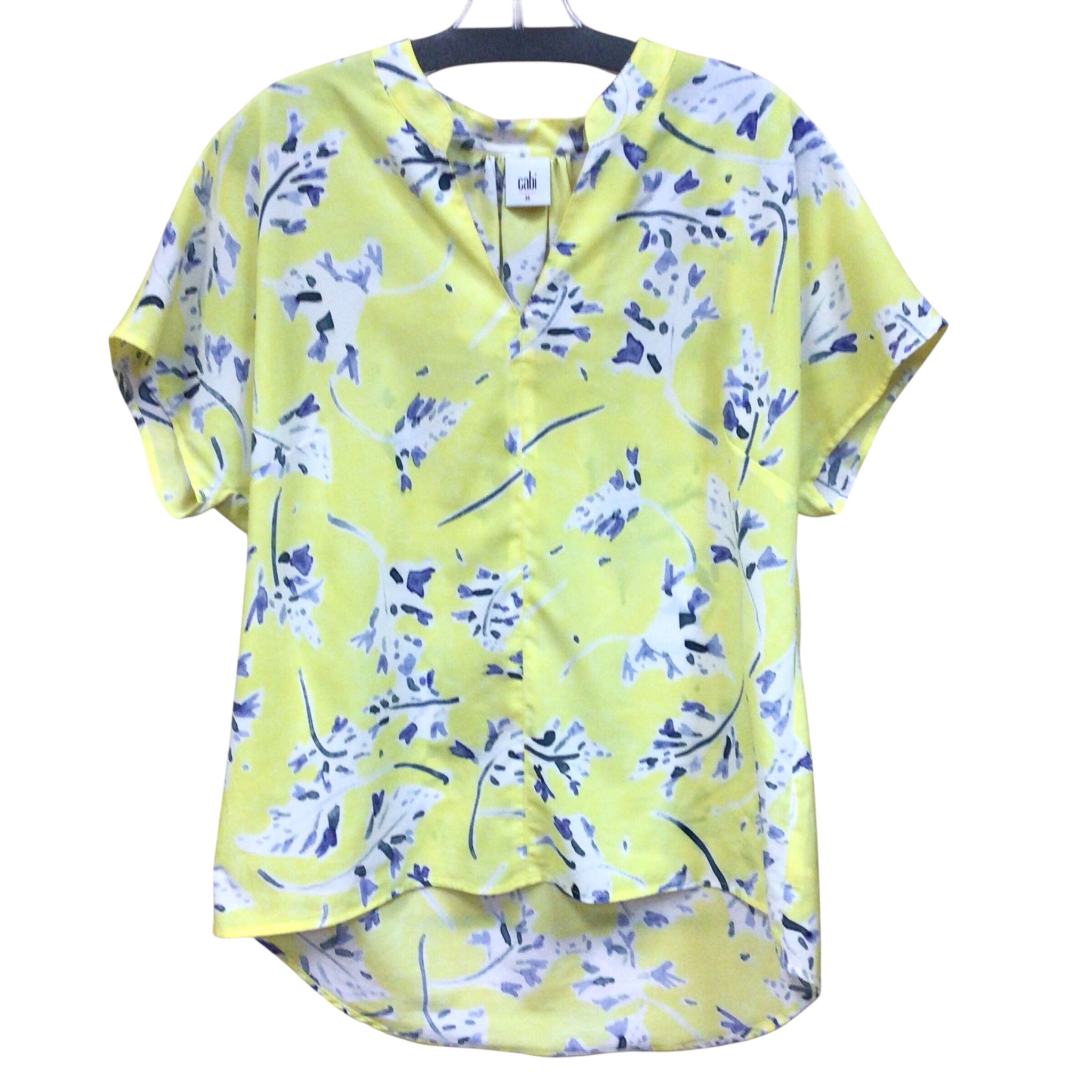 Cabi Yellow Floral Short Sleeve Top Size Medium