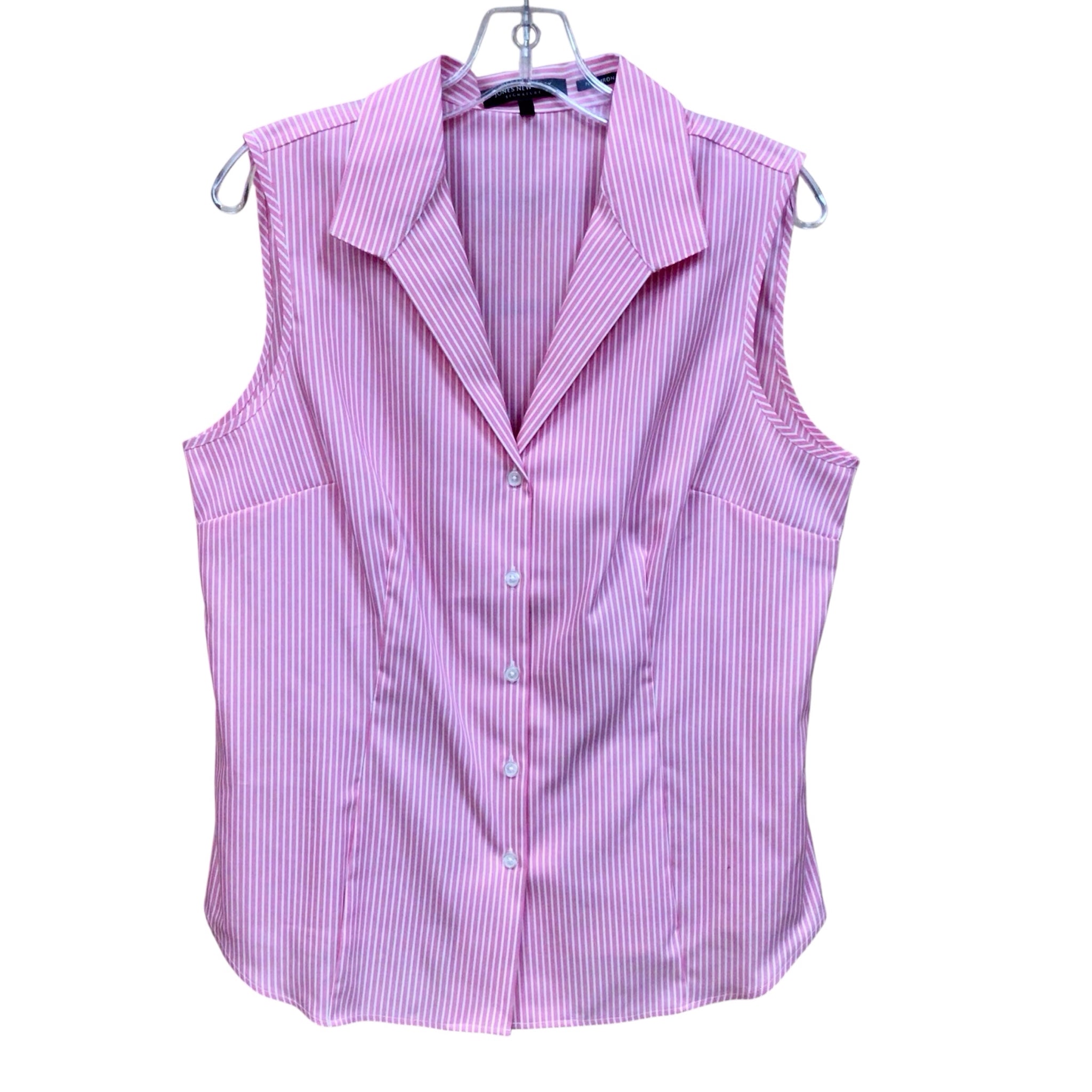 Jones New York Pink & White Striped Sleeveless Top Size Large