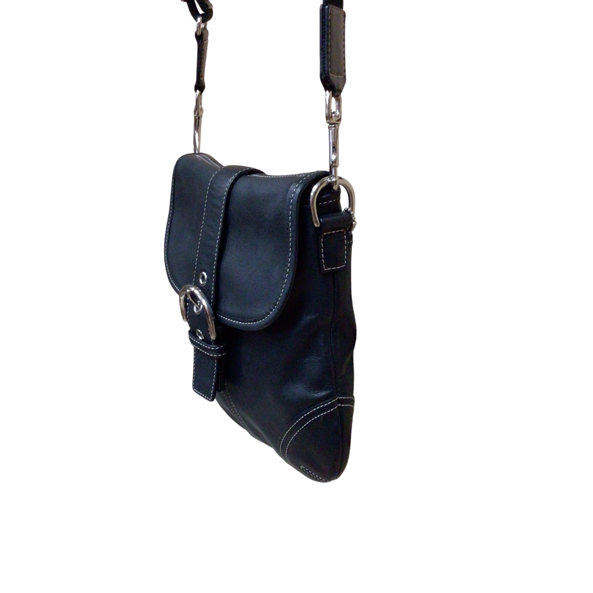 Coach Soho Buckle Flap Black Leather Crossbody Bag