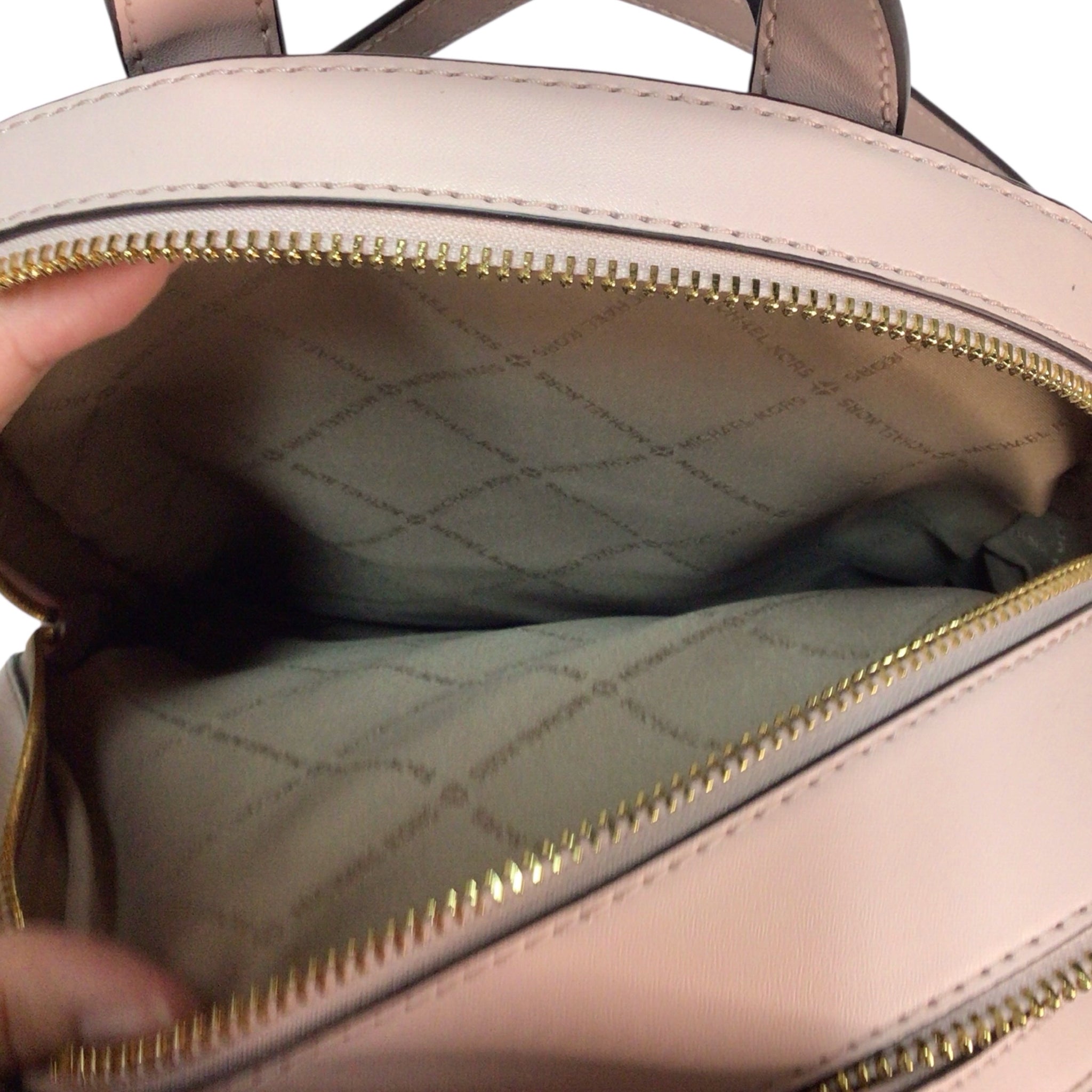 Michael Kors Brown and Blush Jaycee Medium Logo Backpack