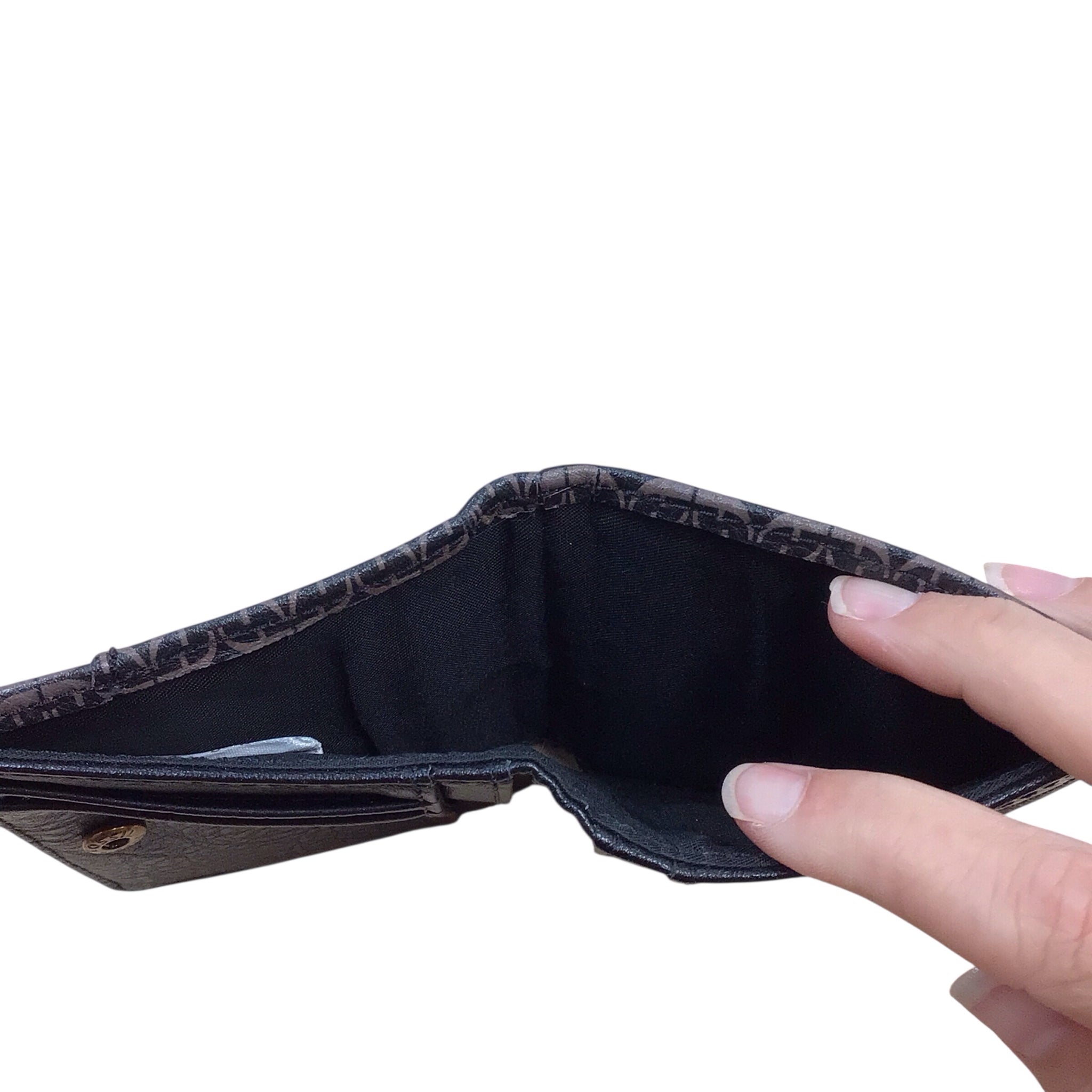 Fossil Small Black & Brown Leather Bi-Fold Wallet