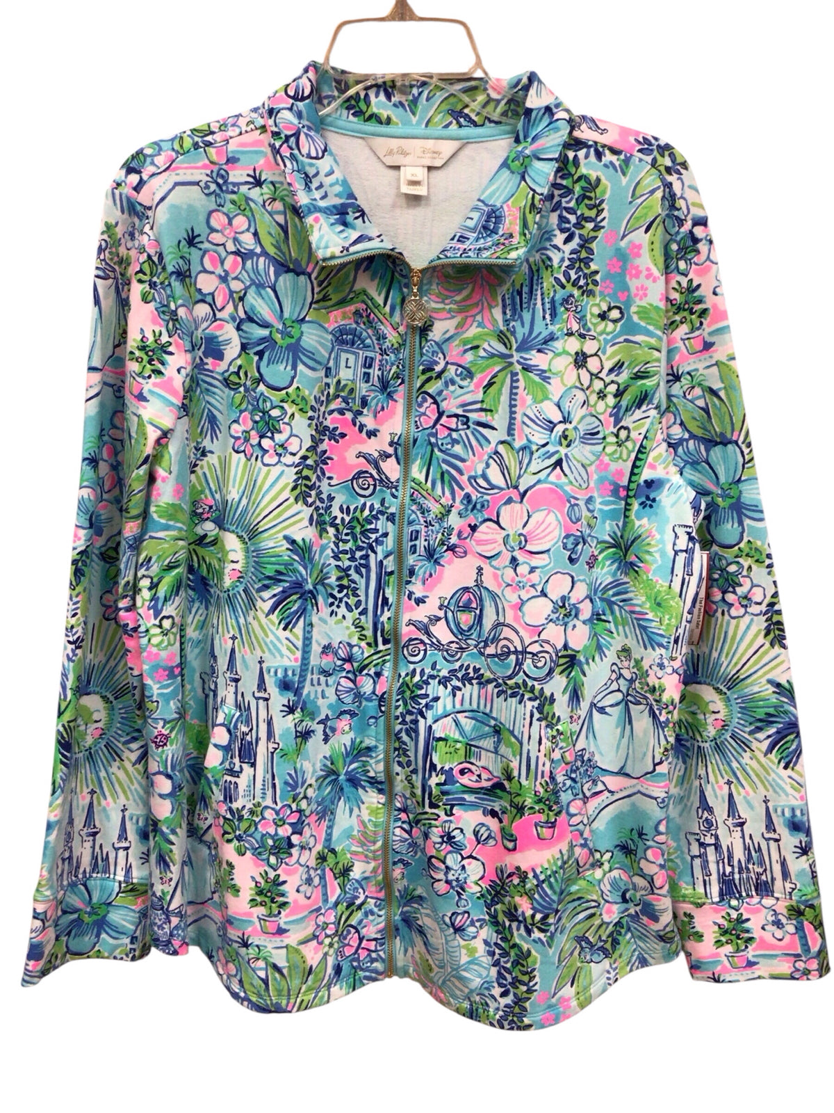 Lilly Pulitzer "Leona" Zip Up Jacket "Lilly Loves Cinderella" Size XL