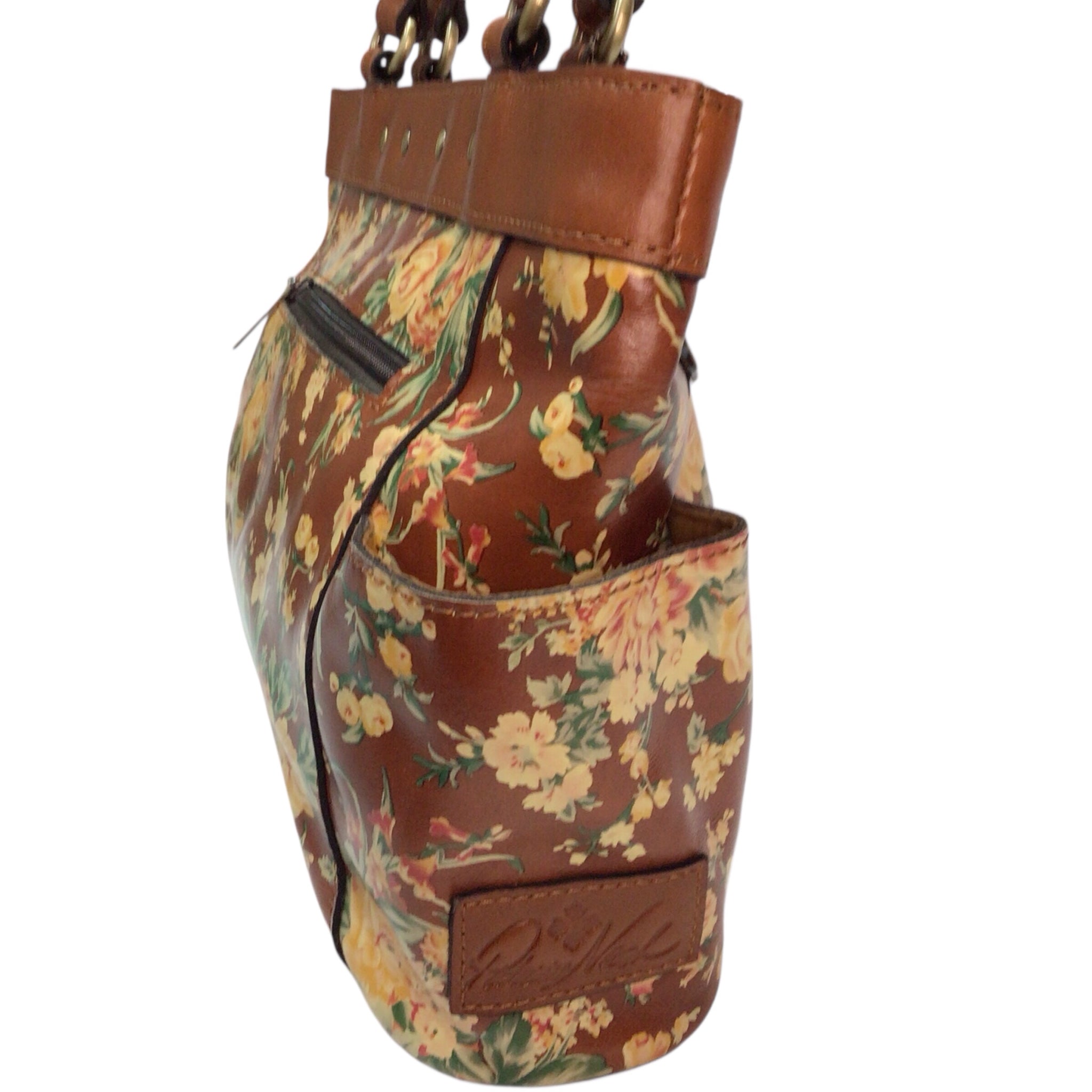Patricia Nash Vintage Botanical Floral Rayleigh Leather Shoulder Bag