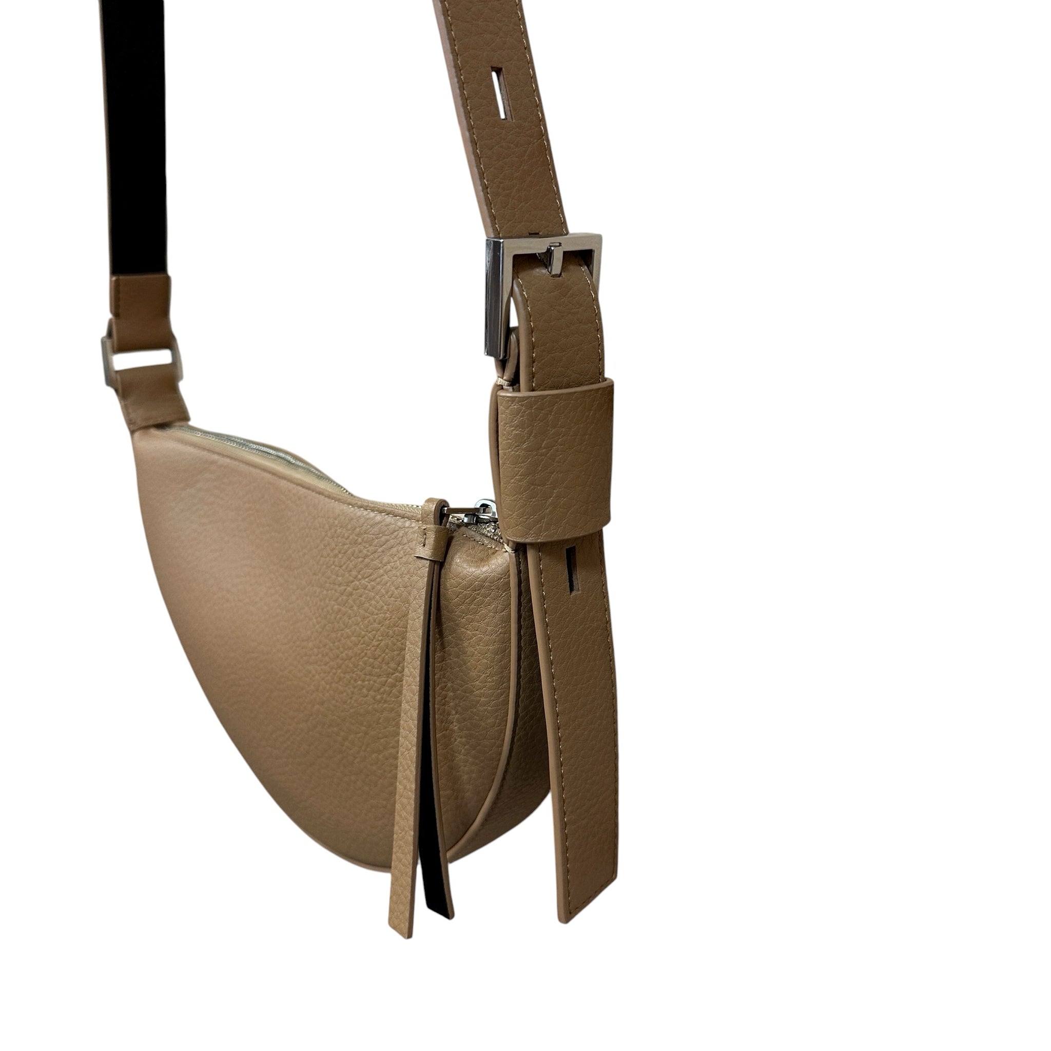 AllSaints Half Moon Brown Leather Crossbody Bag