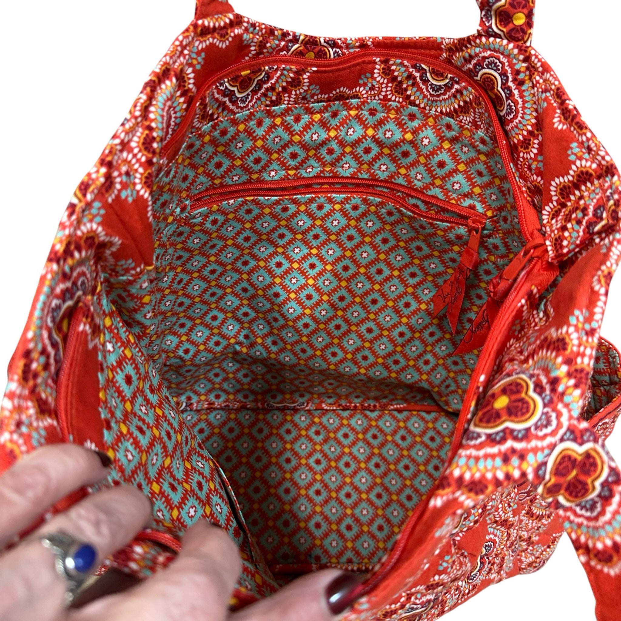 Vera Bradley Orange Mandela Tote Bag