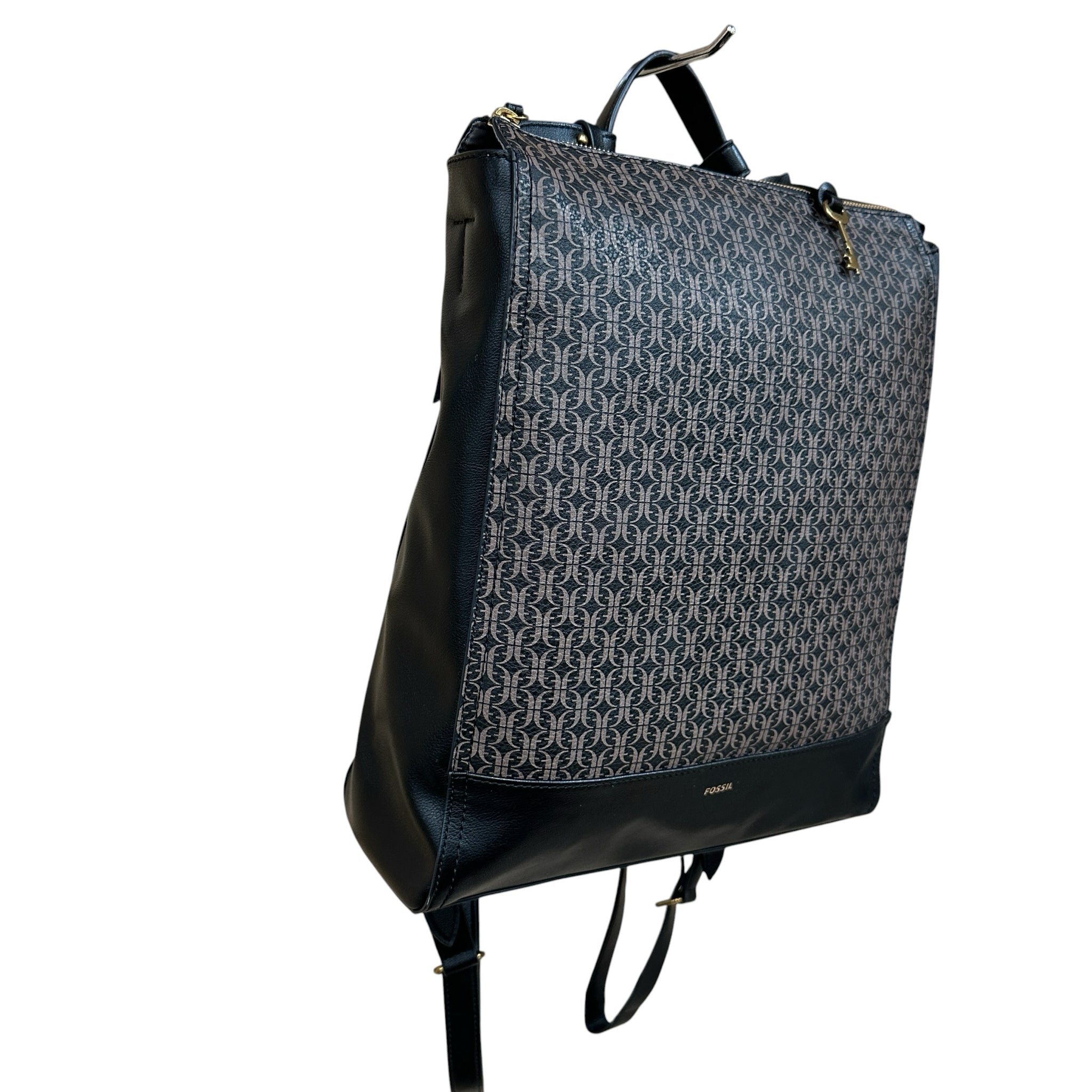 Fossil "Elina" Black & Brown Faux Leather Convertible Backpack