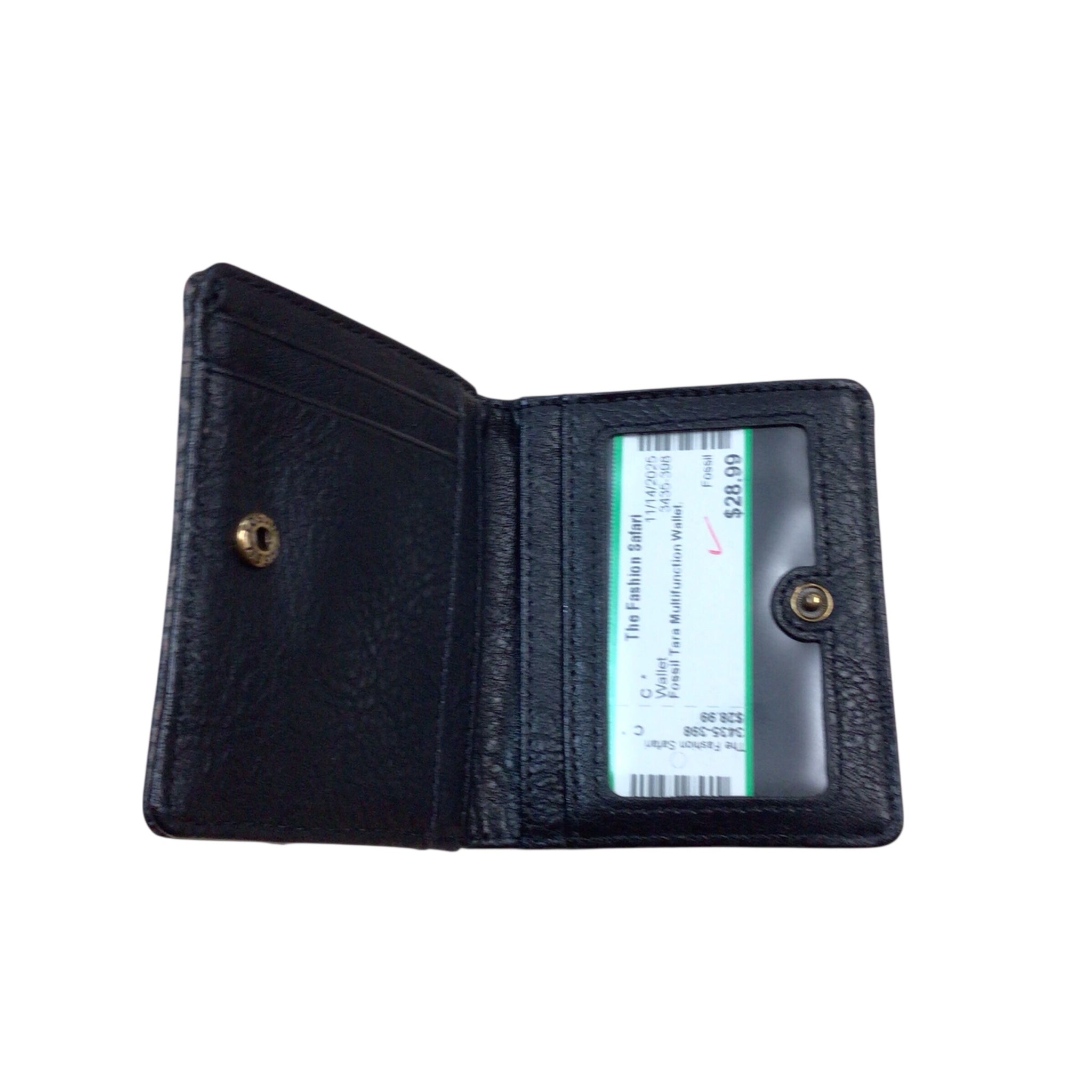 Fossil Small Black & Brown Leather Bi-Fold Wallet
