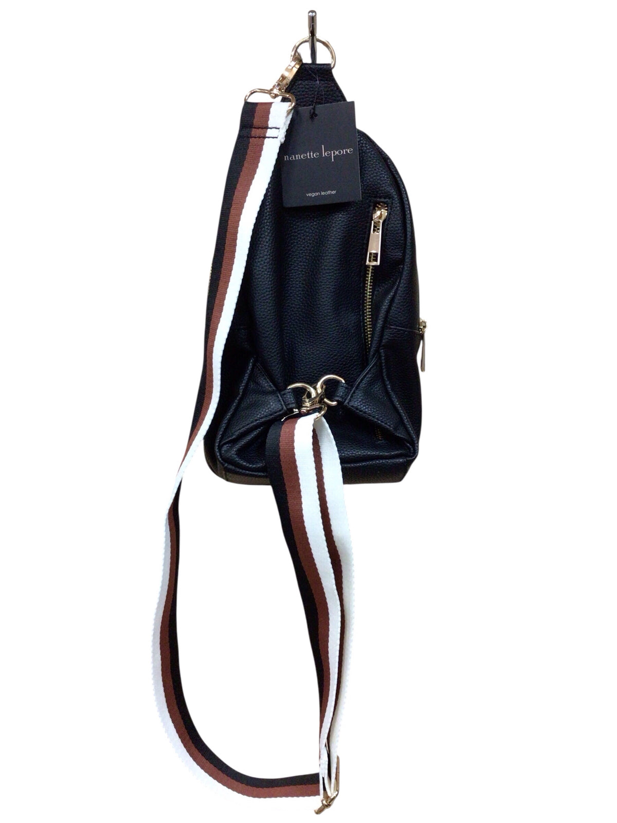 Nanette Lepore "Dale" Faux Black Pebbled Leather Sling Bag