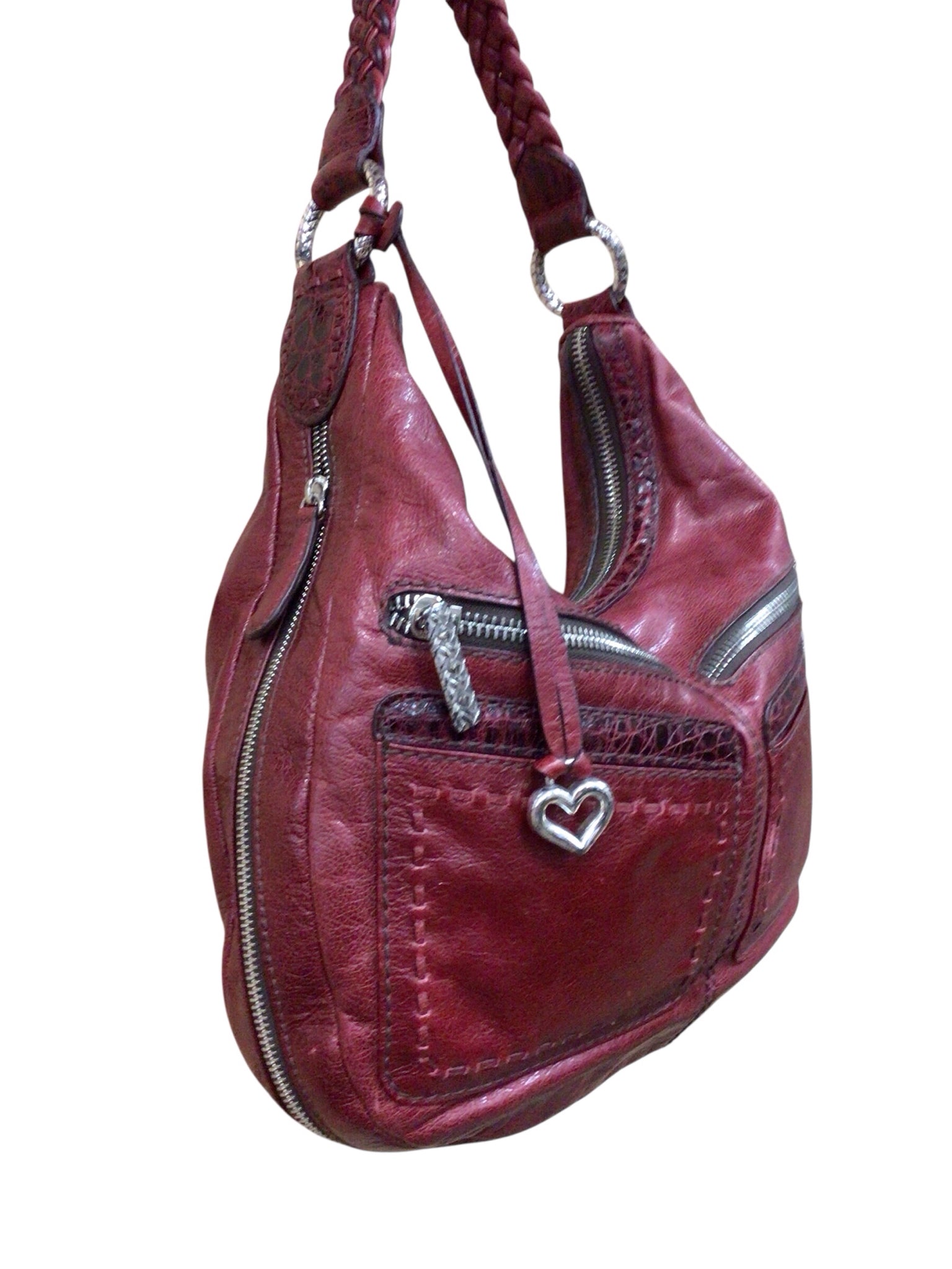 Brighton Florencia Valencia Red Leather Hobo Shoulder Bag