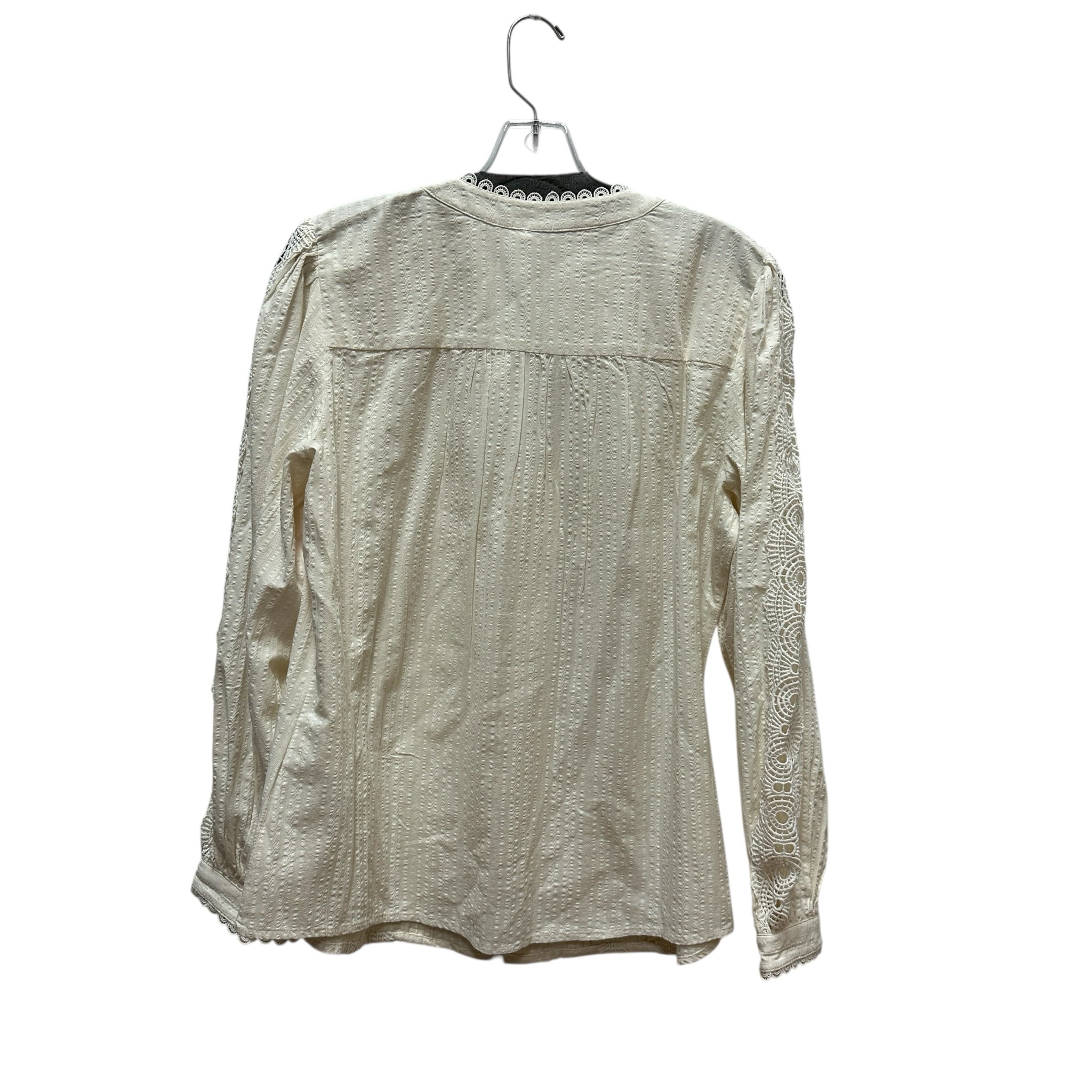 Chico's Ecru Split Neck Lace Blouse Size Medium
