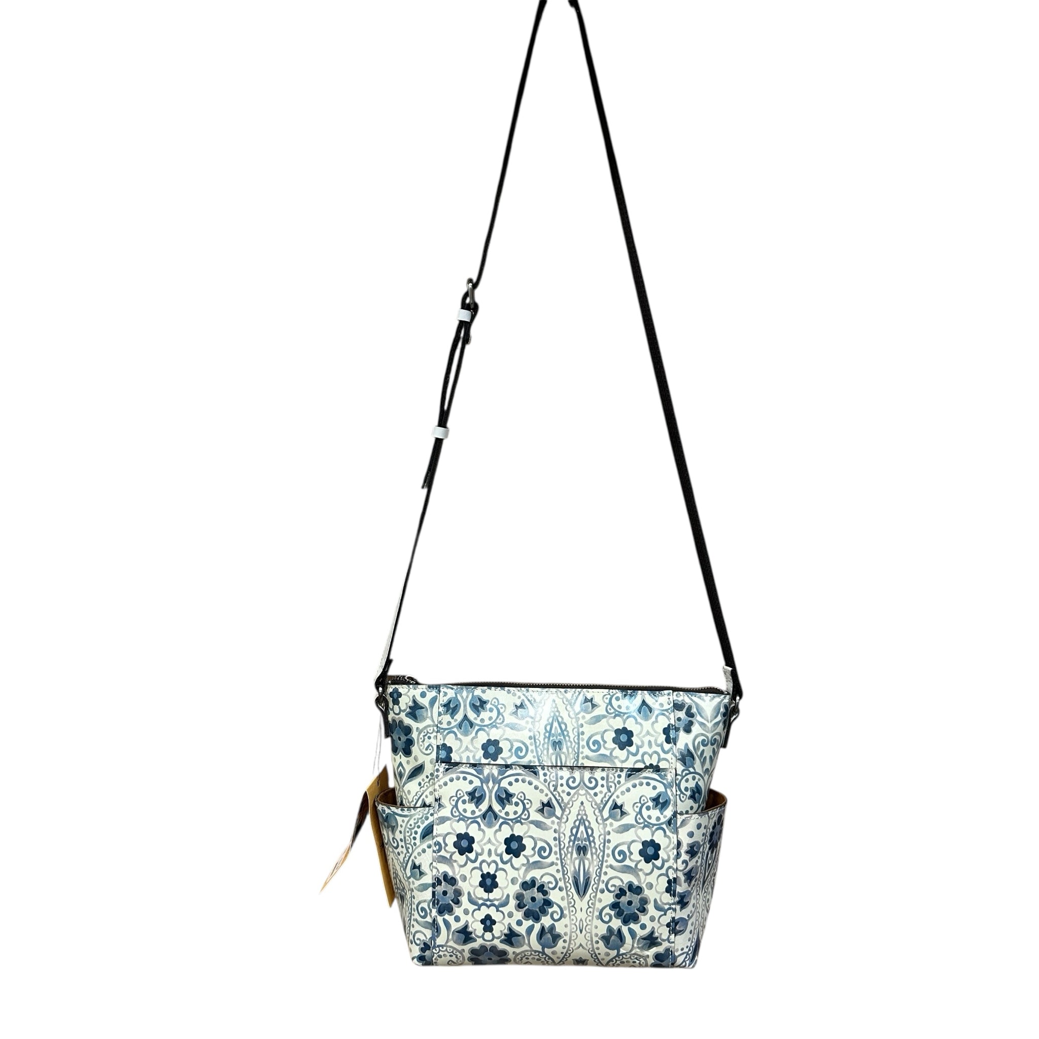 Patricia Nash Aveley Italian Folklore Blue Leather Crossbody Bag