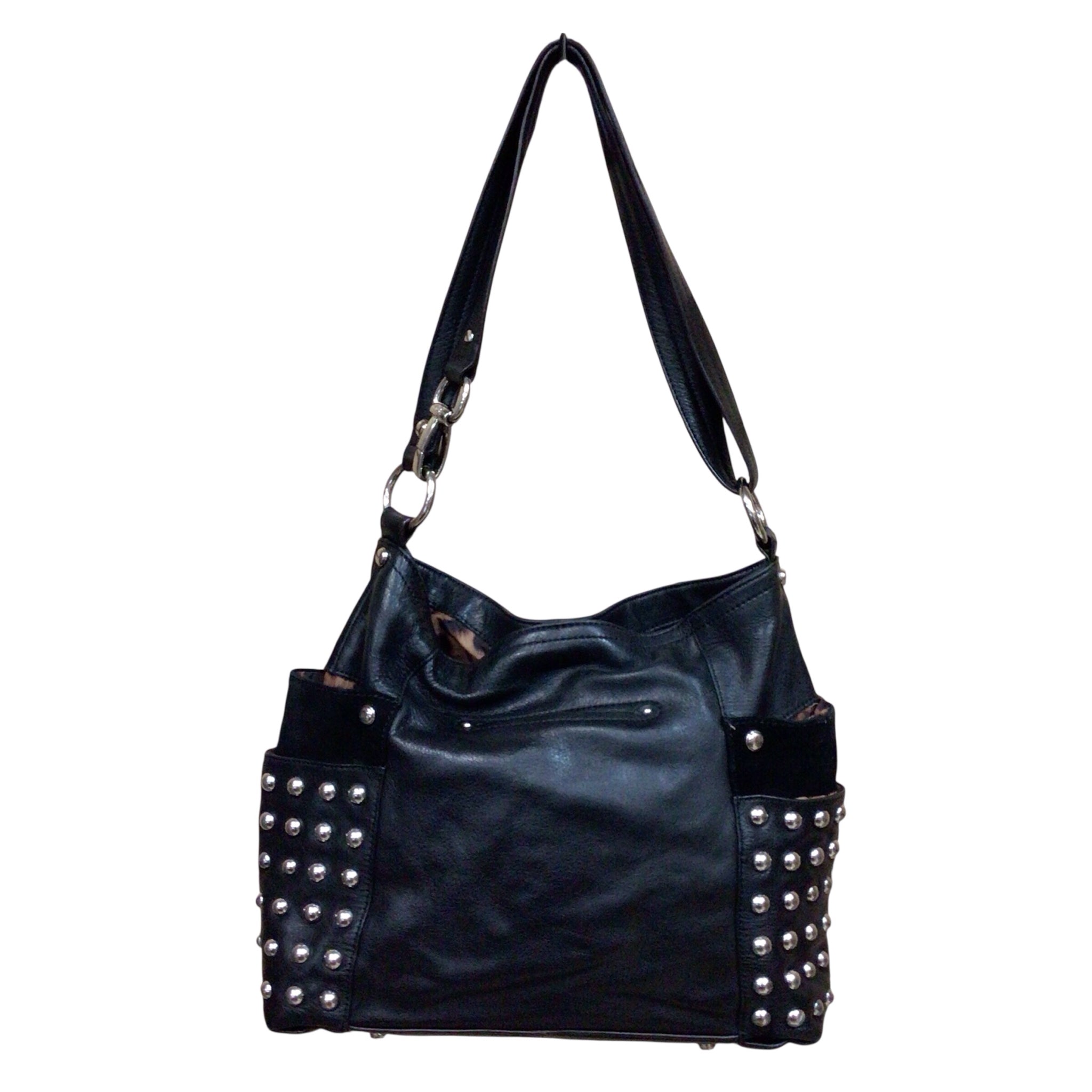 B Makowsky Black Leather Shoulder Bag