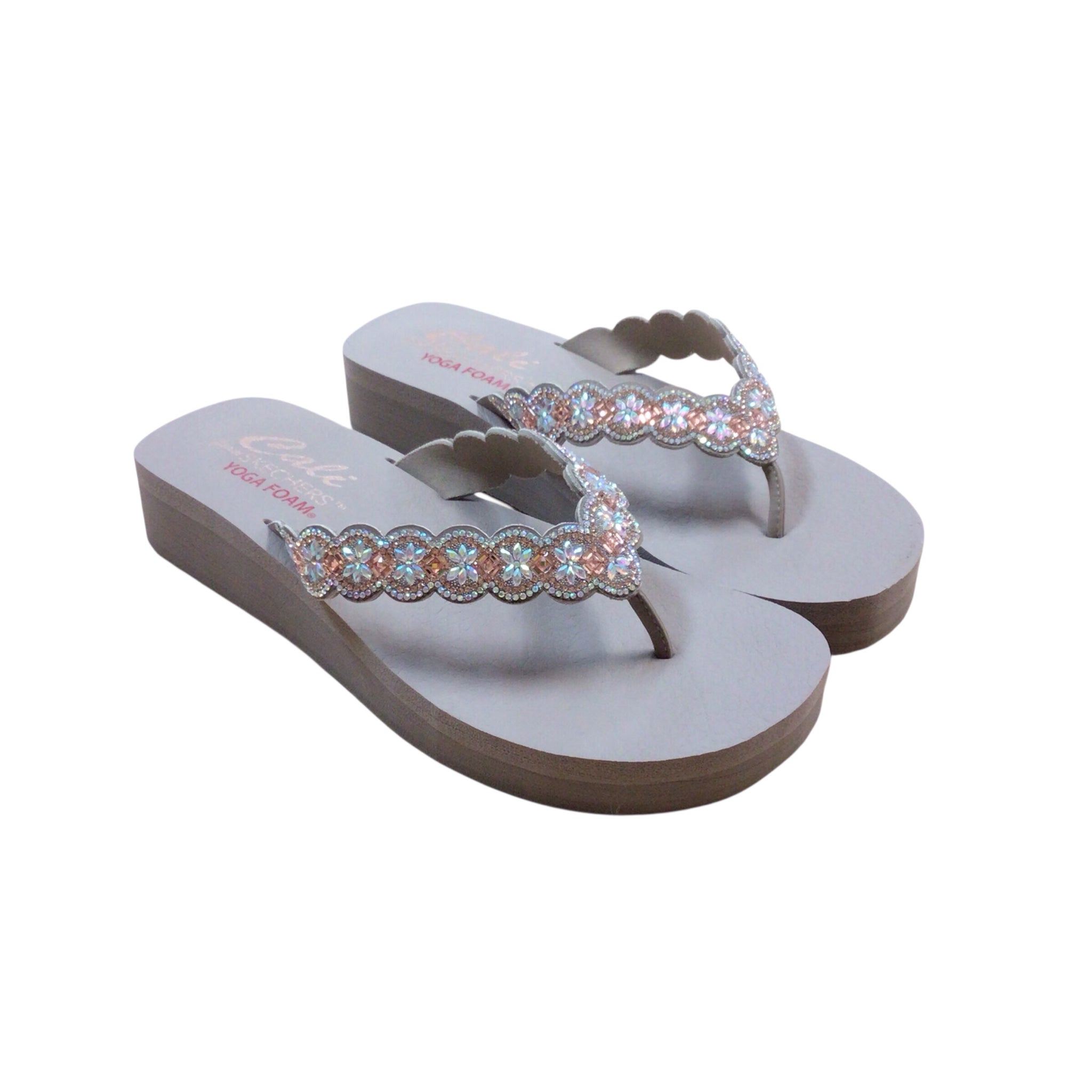 Skechers Cali Vinyasa Happy Spring Wedge Yoga Foam Gray Sandals Size 11