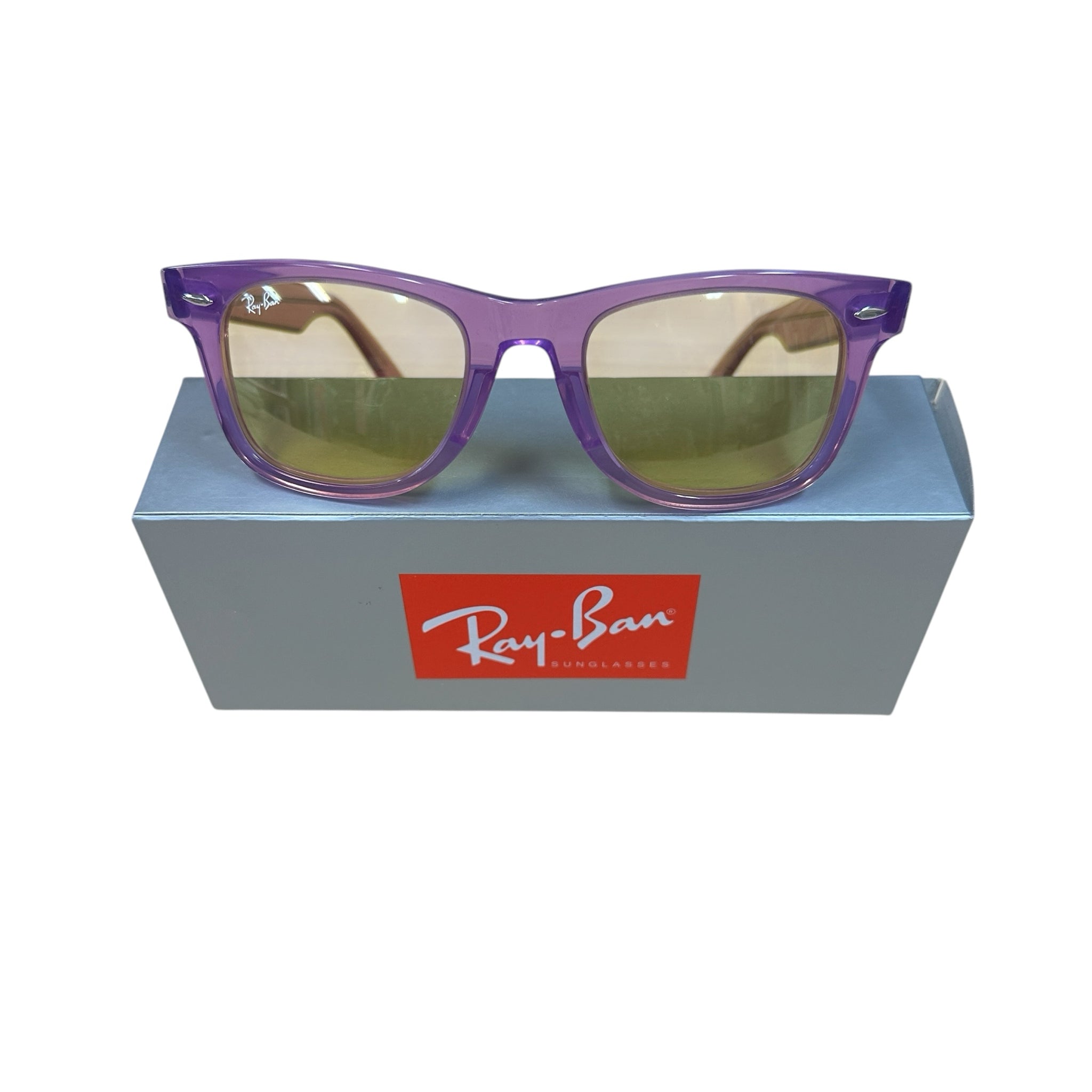 Ray Ban "Wayfarer" Colorblock RB2140 Transparent Violet Sunglasses