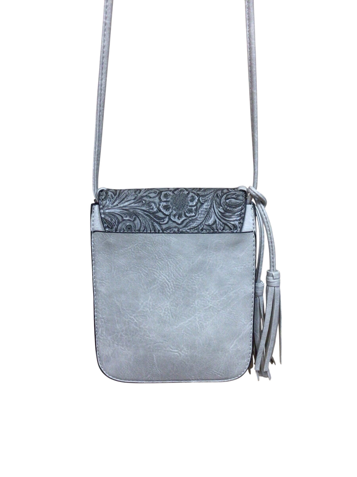 Anneliese Gray Hand Tooled Floral Crossbody