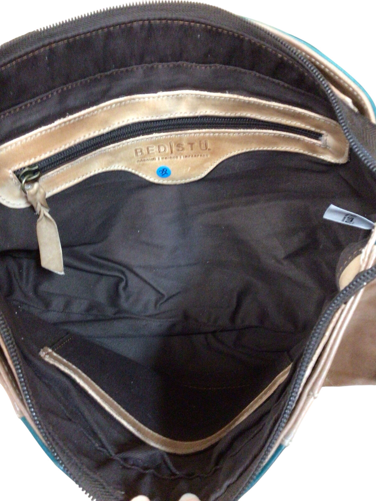 Bed Stu "Hyperbolic" Oats Arctic Teal Rustic Embroidered Shoulder Bag