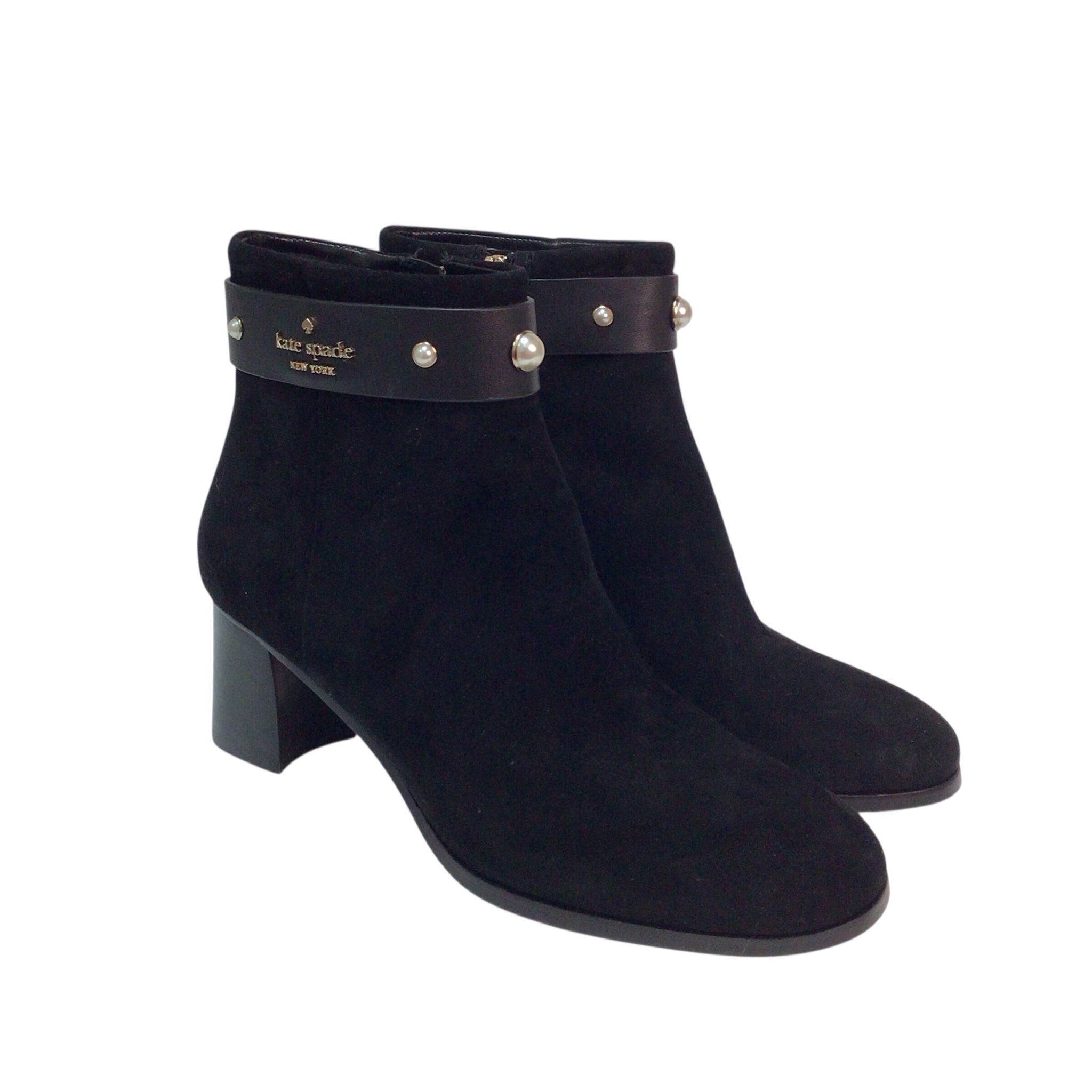 Kate Spade Morgan Pearl Black Suede Boots Size 6