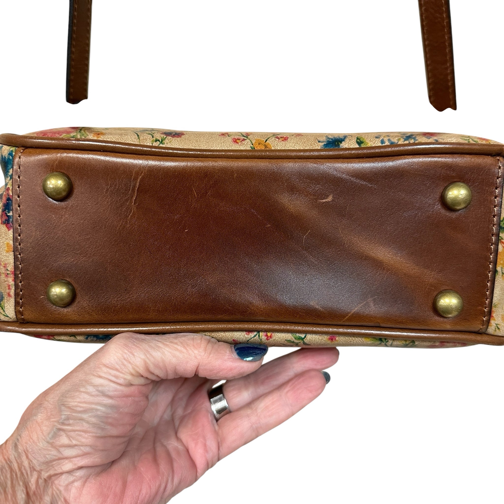 Patricia Nash "Gracchi" Prairie Rose Leather Satchel Crossbody Bag