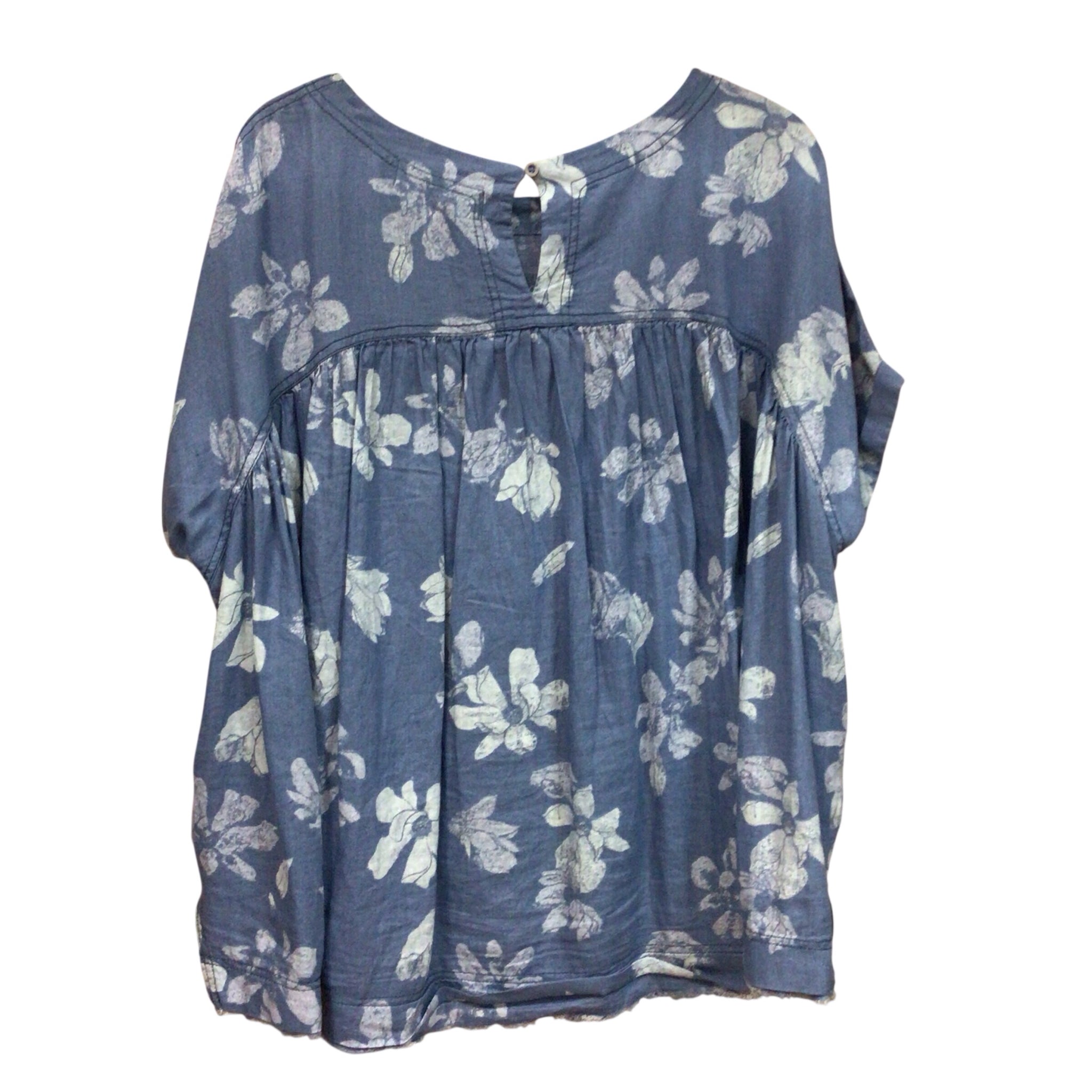 We The Free Blue Floral Short Sleeve Top Size XS