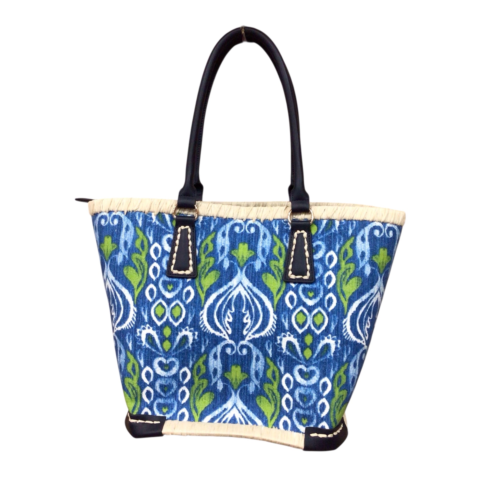 Chico's Blue & Green Straw Tote