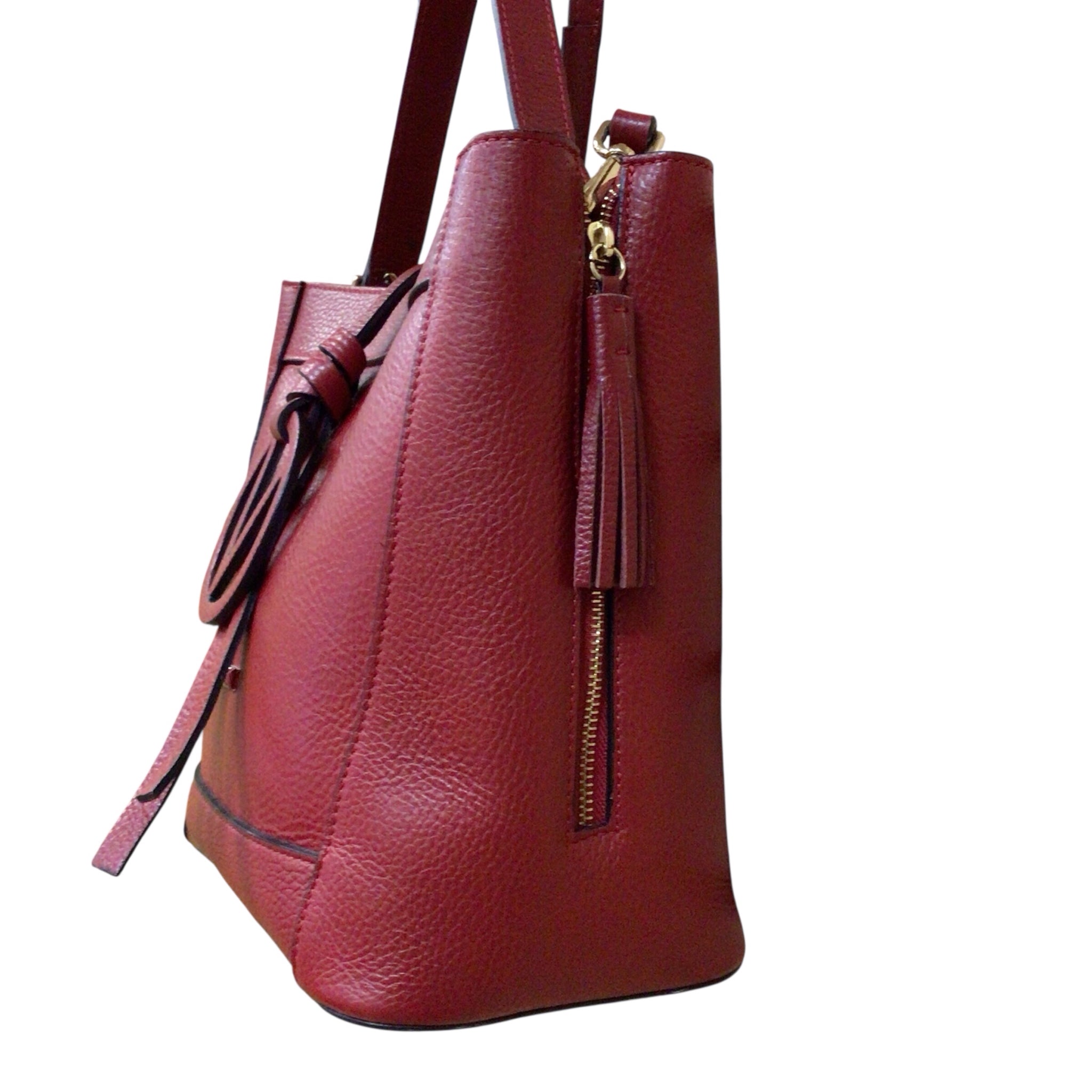 Mario Valentino "Callie" Red Italian Pebbled Leather Shoulder Crossbody Bag