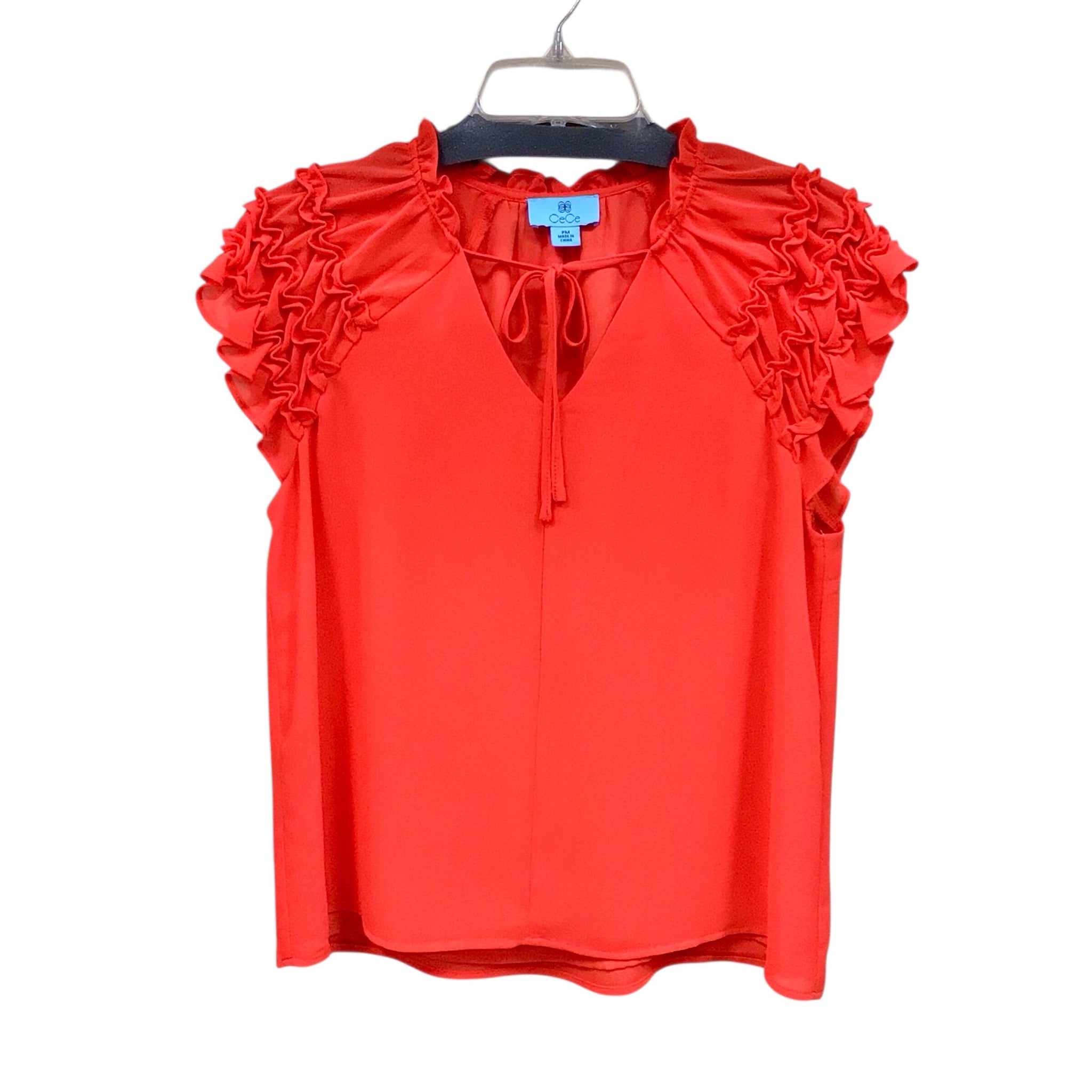 CeCe Red Short Sleeve Top Size Petite Medium