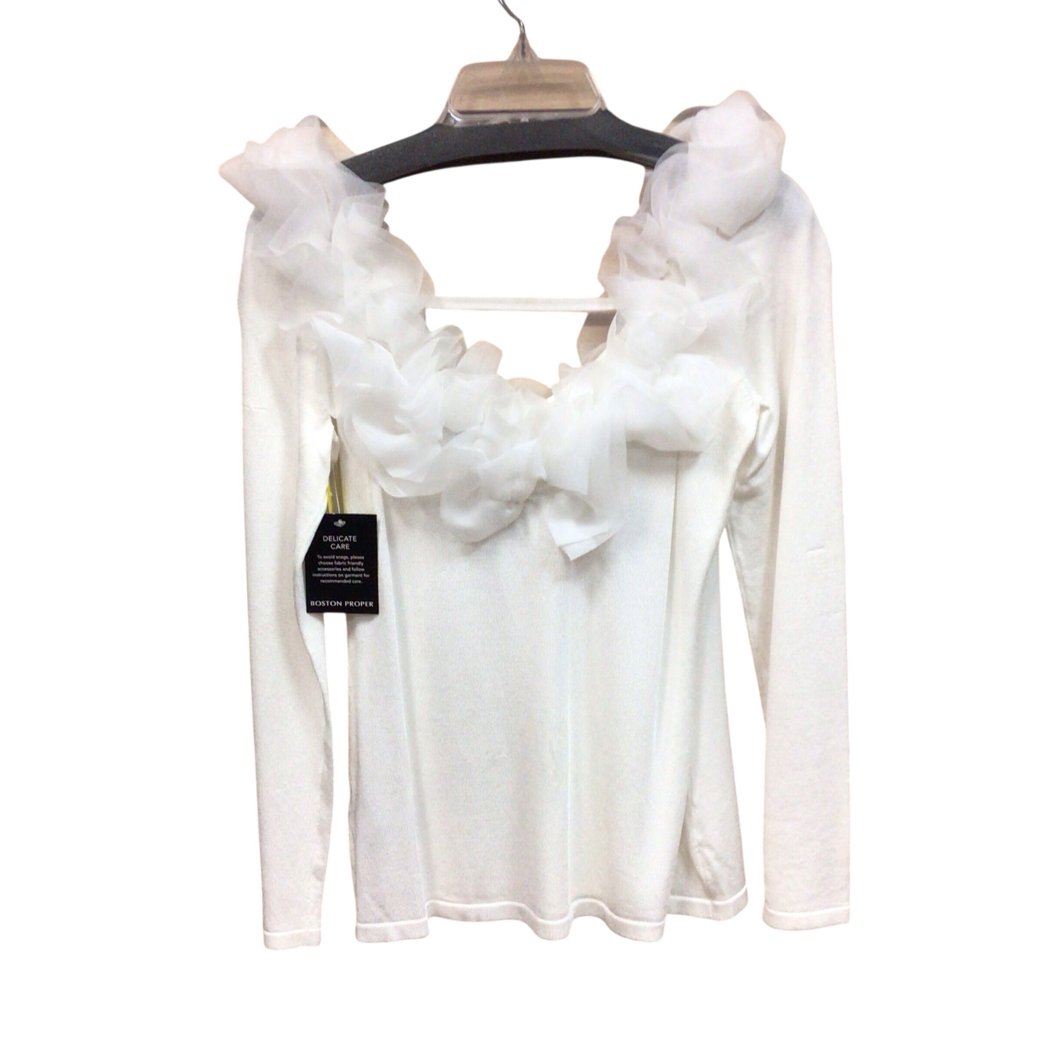 Boston Proper White Long Sleeve Top Size Small NWT