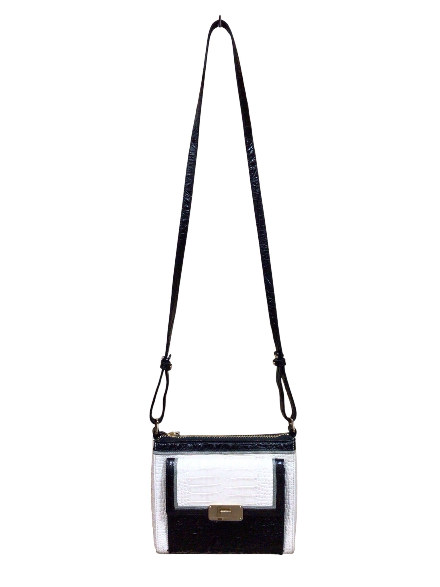 Brahmin Mimosa Convertible Black & Ivory Croc-Embossed Crossbody