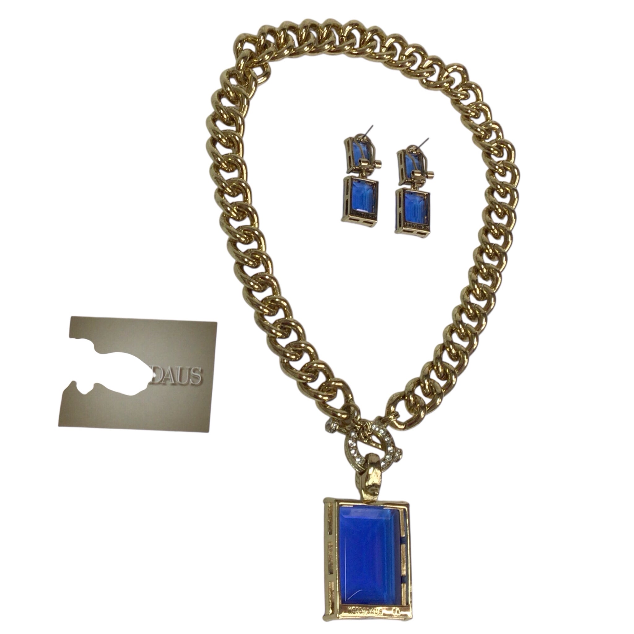 Heidi Daus Hot Rocks Chain Crystal Toggle Enhancer Necklace & Earrings Set